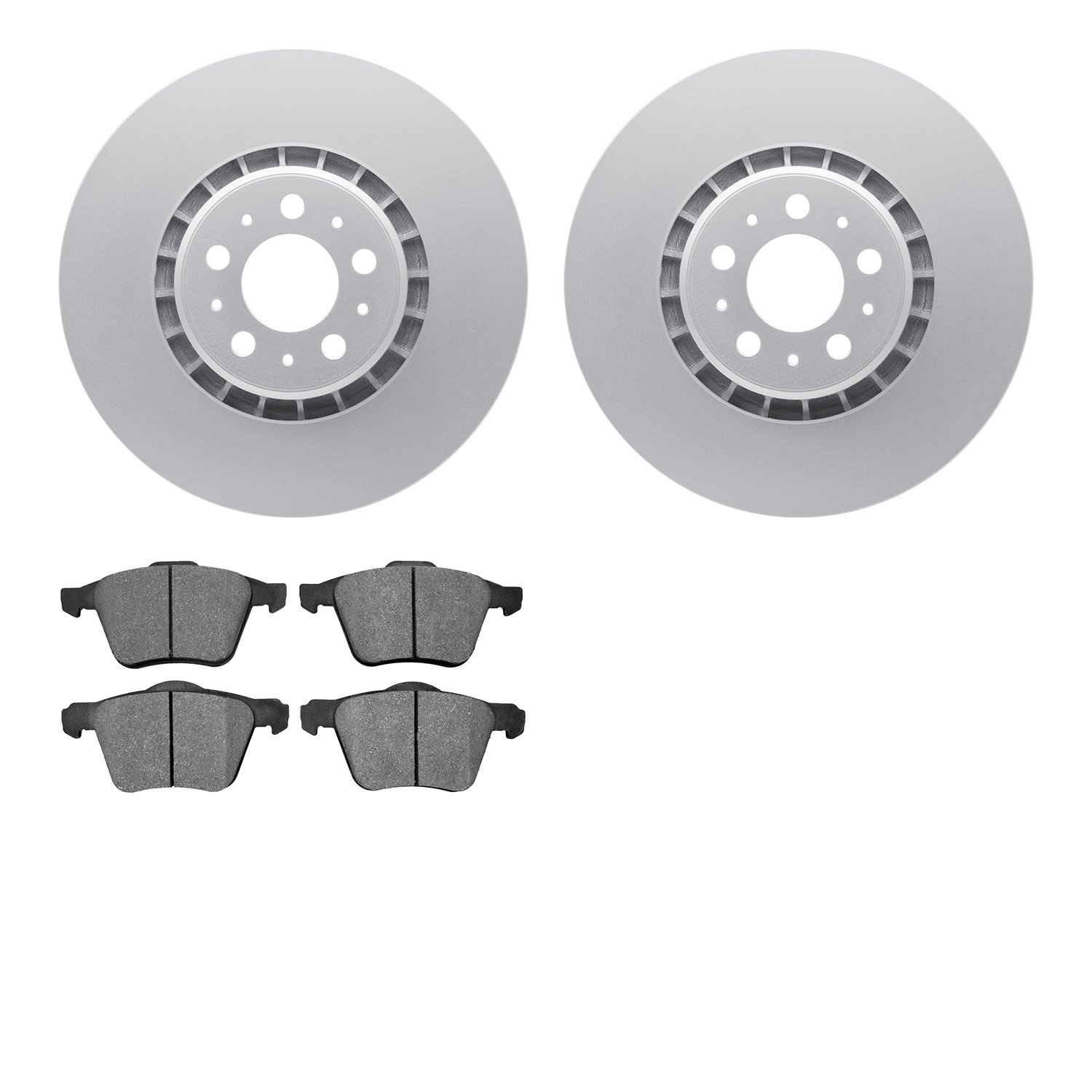 4502-27083 Geospec Brake Rotors w/5000 Advanced Brake Pads Kit, 2003-2009 Volvo, Position: Front