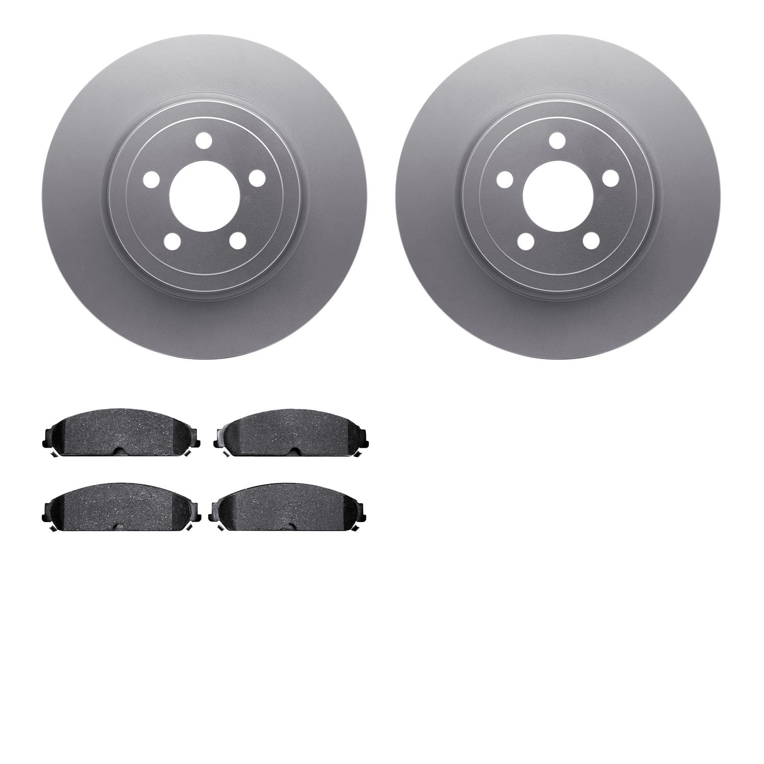 4502-39043 Geospec Brake Rotors w/5000 Advanced Brake Pads Kit, 2005-2020 Mopar, Position: Front