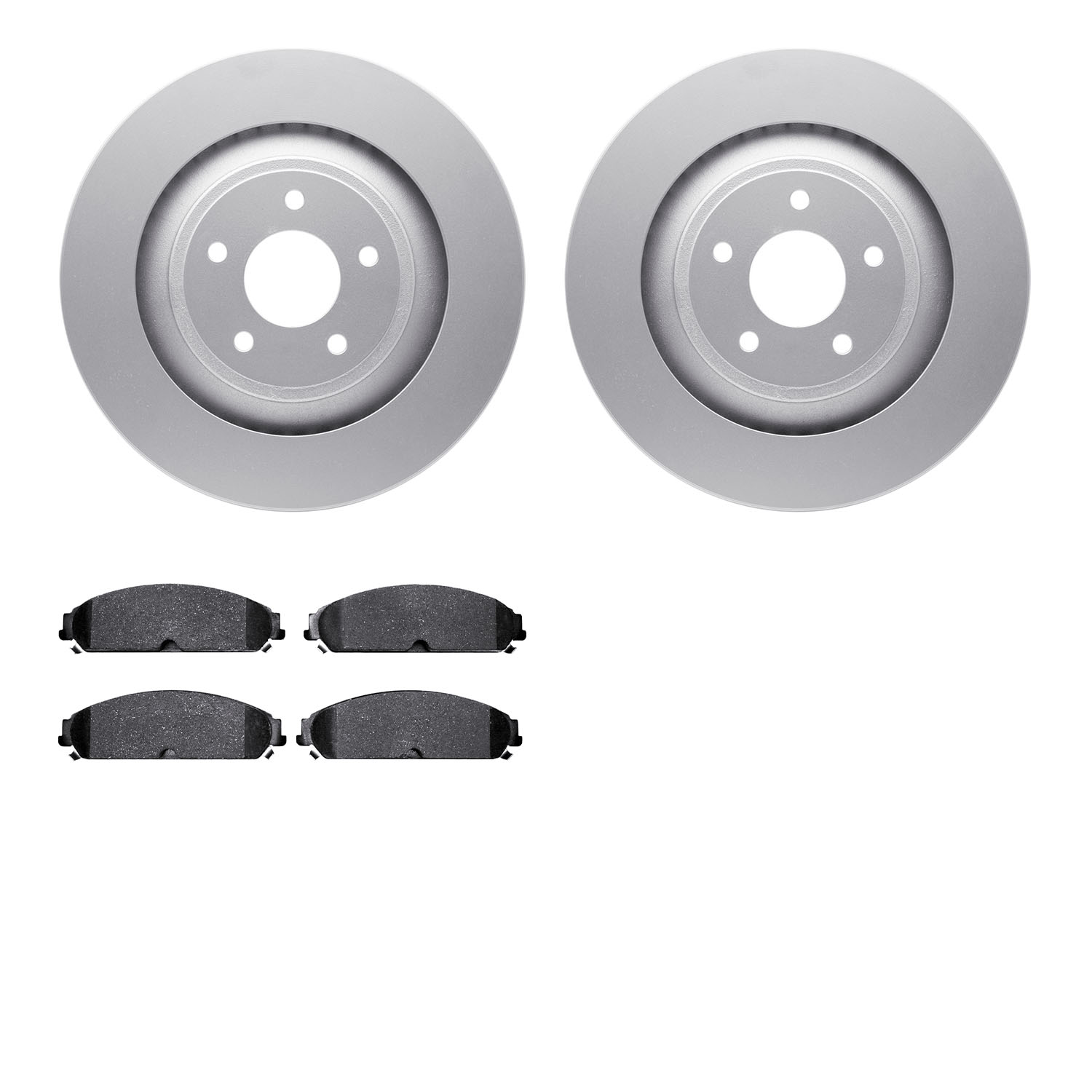 4502-40089 Geospec Brake Rotors w/5000 Advanced Brake Pads Kit, 2008-2009 Mopar, Position: Front