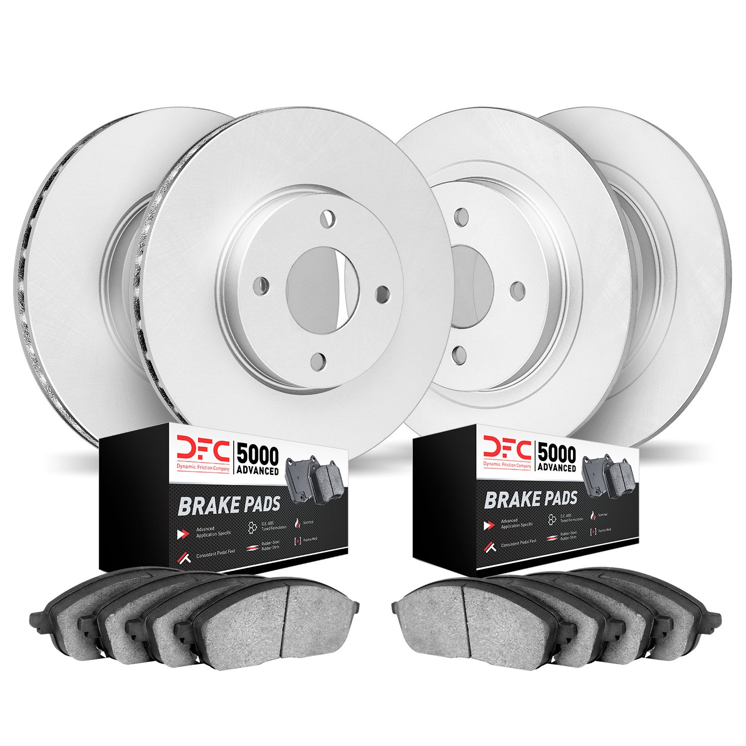 4504-07002 Geospec Brake Rotors w/5000 Advanced Brake Pads Kit, 2013-2019 Mopar, Position: Front and Rear