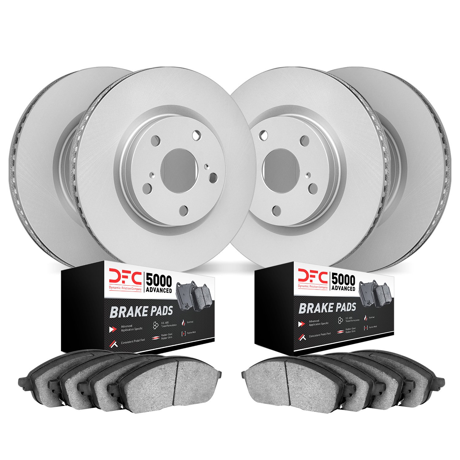 4504-10002 Geospec Brake Rotors w/5000 Advanced Brake Pads Kit, Fits Select Kia/Hyundai/Genesis, Position: Front and Rear