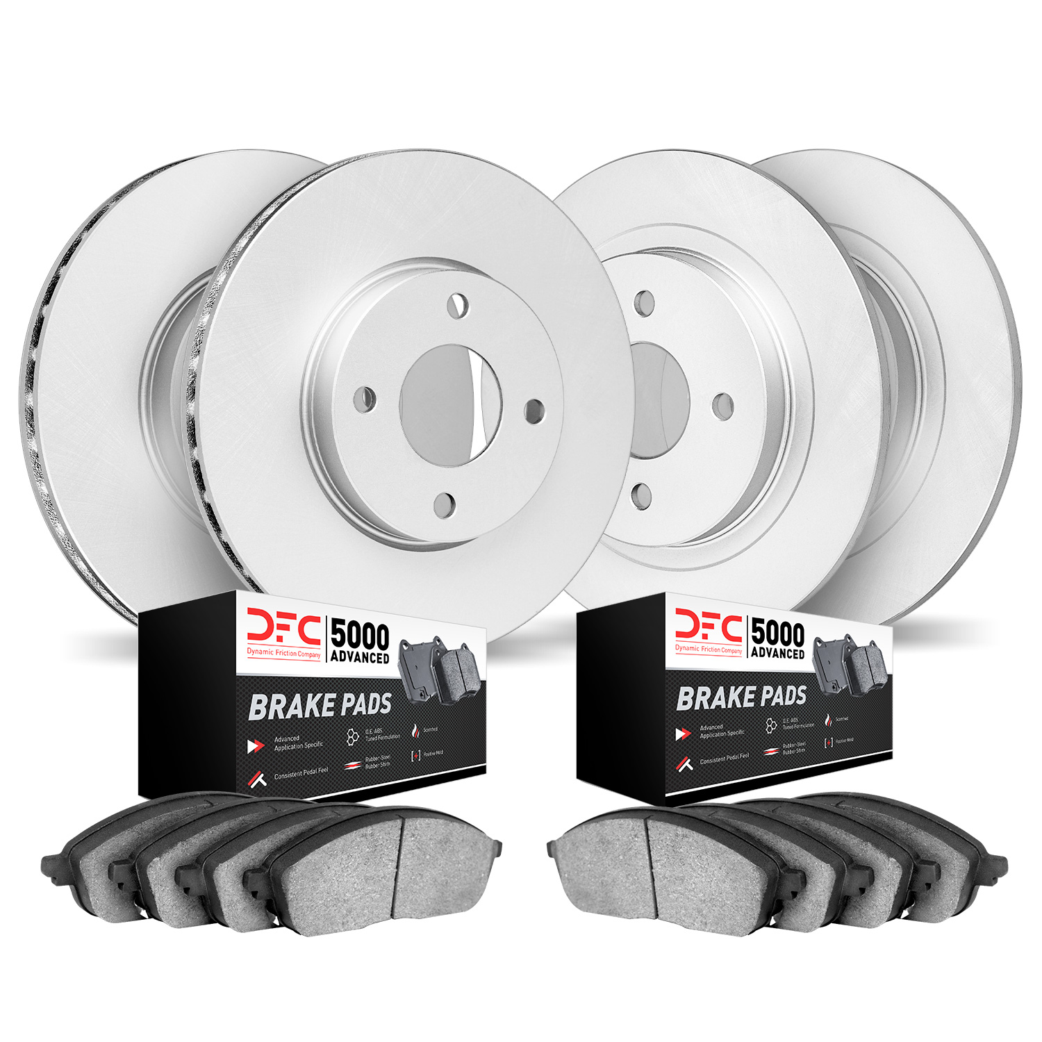 4504-21013 Geospec Brake Rotors w/5000 Advanced Brake Pads Kit, 2012-2017 Kia/Hyundai/Genesis, Position: Front and Rear