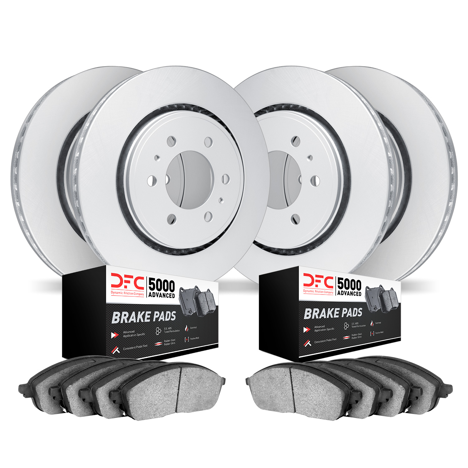 4504-40089 Geospec Brake Rotors w/5000 Advanced Brake Pads Kit, Fits Select Mopar, Position: Front and Rear