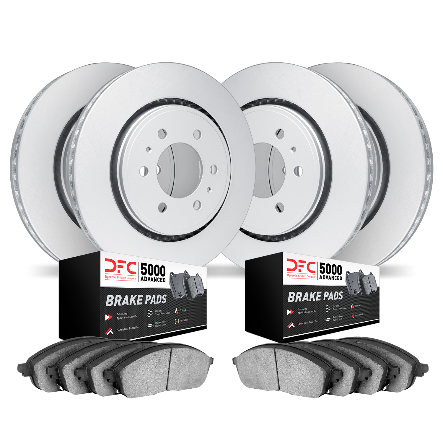 4504-46011 Geospec Brake Rotors w/5000 Advanced Brake Pads Kit, 2004-2011 GM, Position: Front and Rear