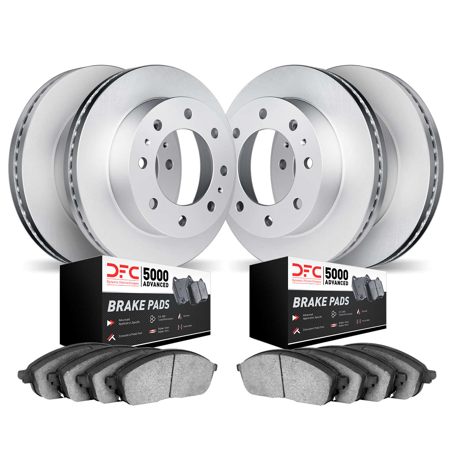 4504-48009 Geospec Brake Rotors w/5000 Advanced Brake Pads Kit, 1999-2009 GM, Position: Front and Rear