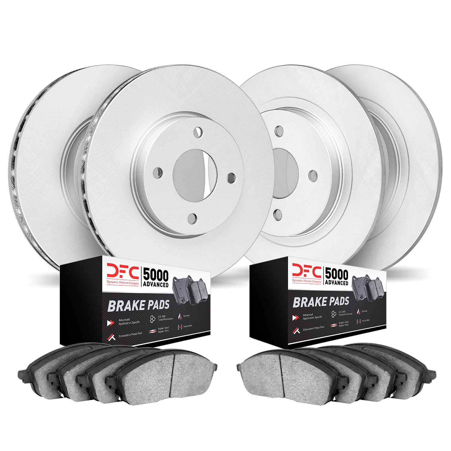 4504-54003 Geospec Brake Rotors w/5000 Advanced Brake Pads Kit, 1992-1995 Ford/Lincoln/Mercury/Mazda, Position: Front and Rear