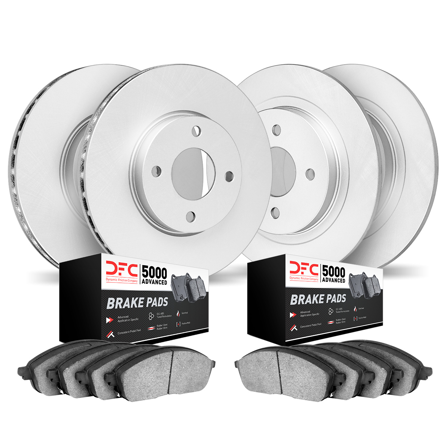 4504-54004 Geospec Brake Rotors w/5000 Advanced Brake Pads Kit, 1990-1996 Ford/Lincoln/Mercury/Mazda, Position: Front and Rear