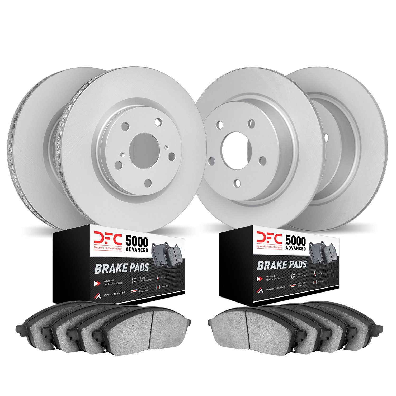 4504-63089 Geospec Brake Rotors w/5000 Advanced Brake Pads Kit, 2014-2017 Mercedes-Benz, Position: Front and Rear