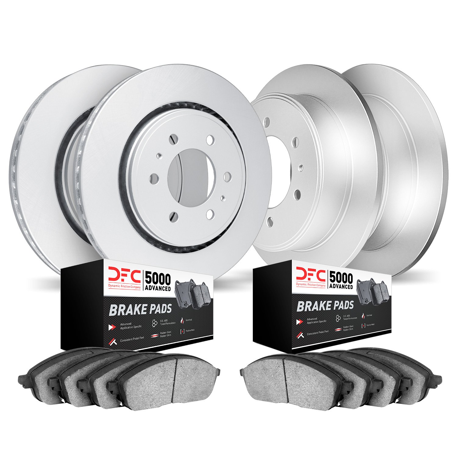 4504-67035 Geospec Brake Rotors w/5000 Advanced Brake Pads Kit, 2007-2015 Infiniti/Nissan, Position: Front and Rear