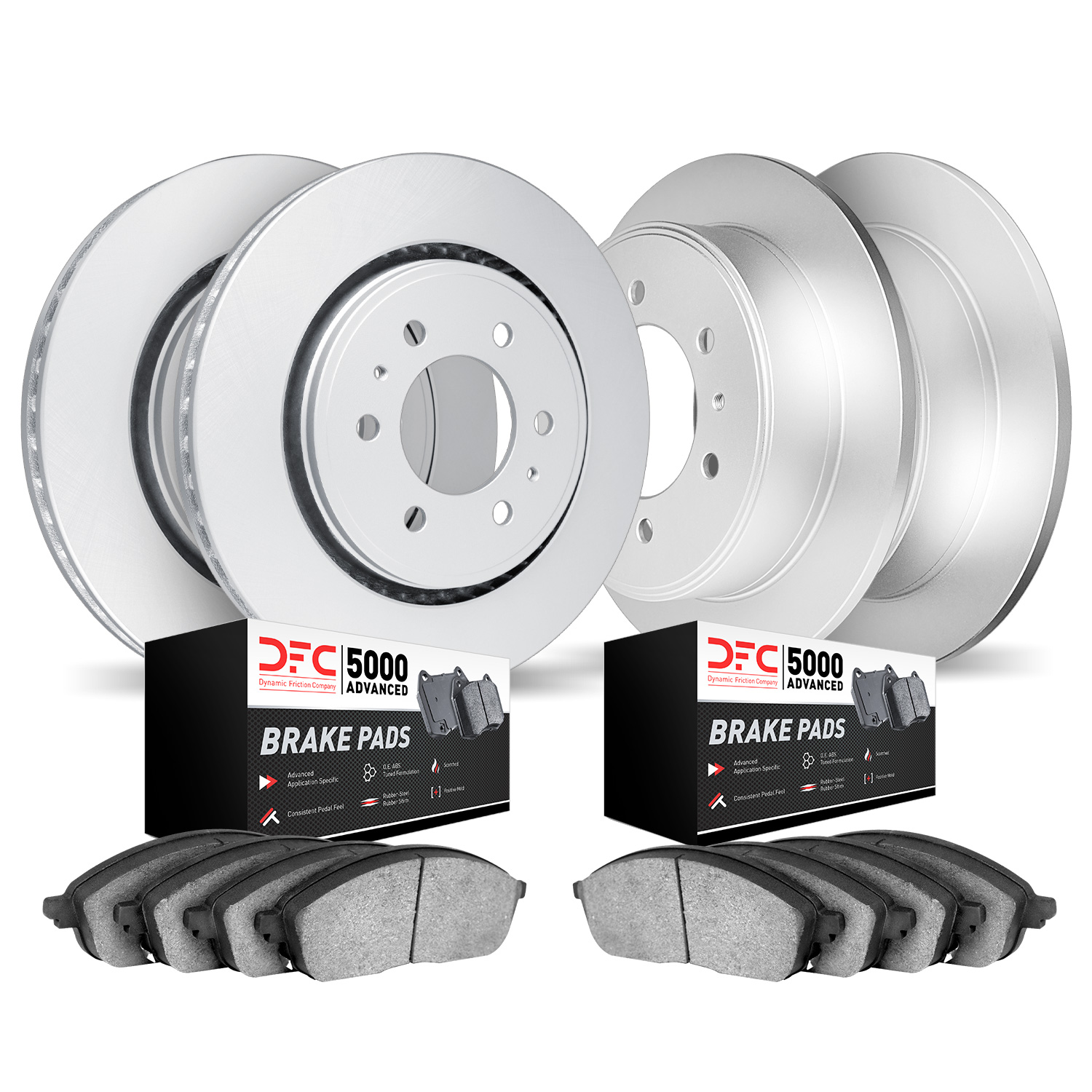 4504-93001 Geospec Brake Rotors w/5000 Advanced Brake Pads Kit, 2006-2010 GM, Position: Front and Rear