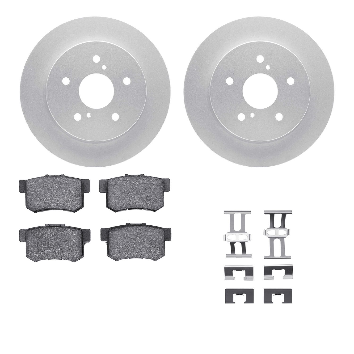 4512-01014 Geospec Brake Rotors w/5000 Advanced Brake Pads Kit & Hardware, 2010-2013 Suzuki, Position: Rear