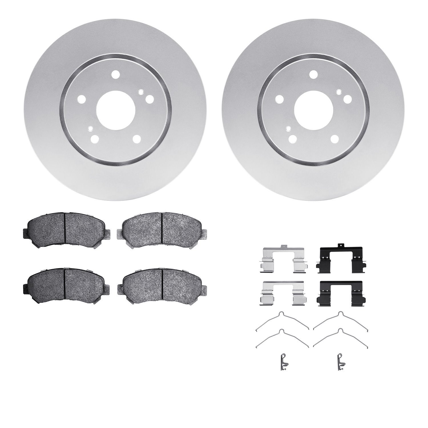 4512-01015 Geospec Brake Rotors w/5000 Advanced Brake Pads Kit & Hardware, 2010-2013 Suzuki, Position: Front