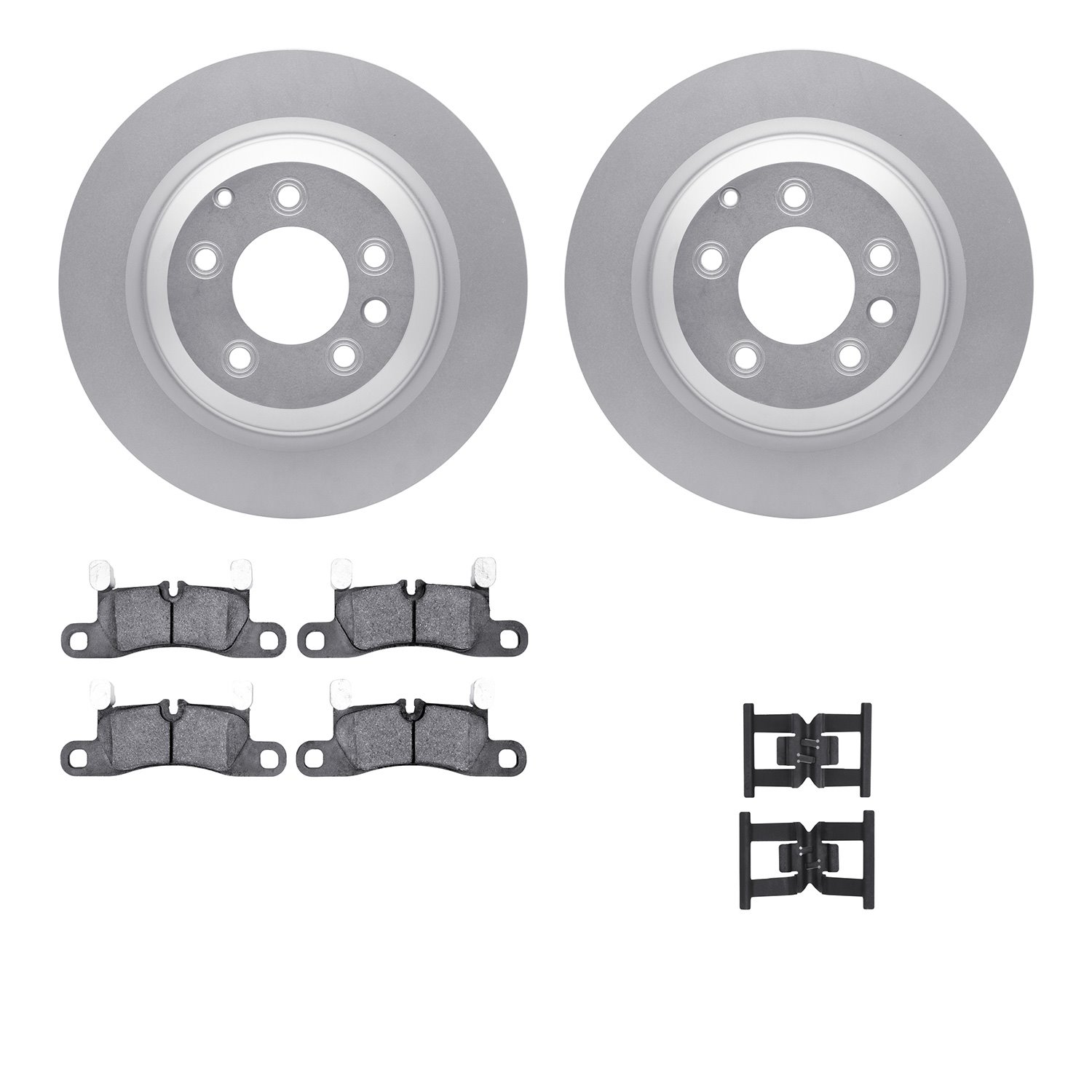 4512-02042 Geospec Brake Rotors w/5000 Advanced Brake Pads Kit & Hardware, 2011-2014 Porsche, Position: Rear