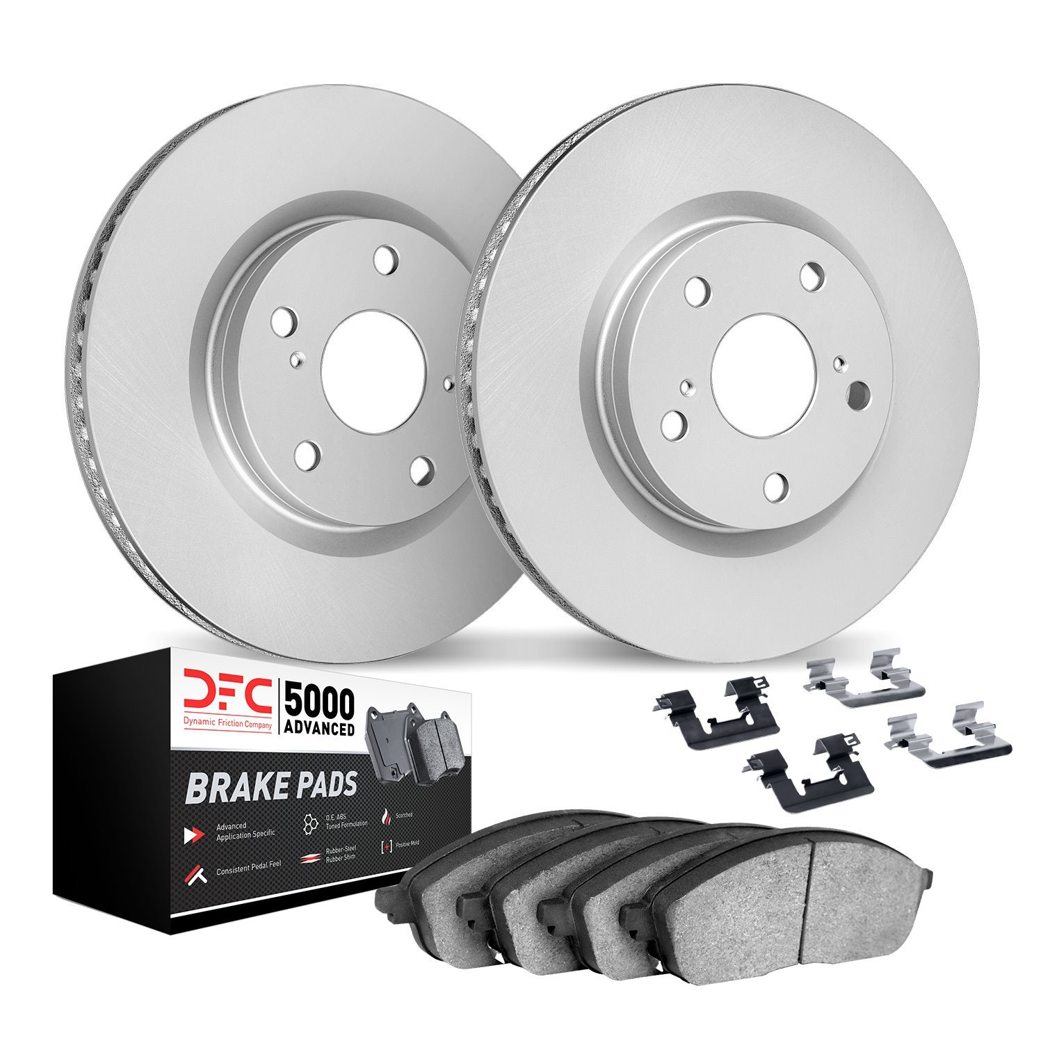 4512-03023 Geospec Brake Rotors w/5000 Advanced Brake Pads Kit & Hardware, 2007-2009 Kia/Hyundai/Genesis, Position: Front