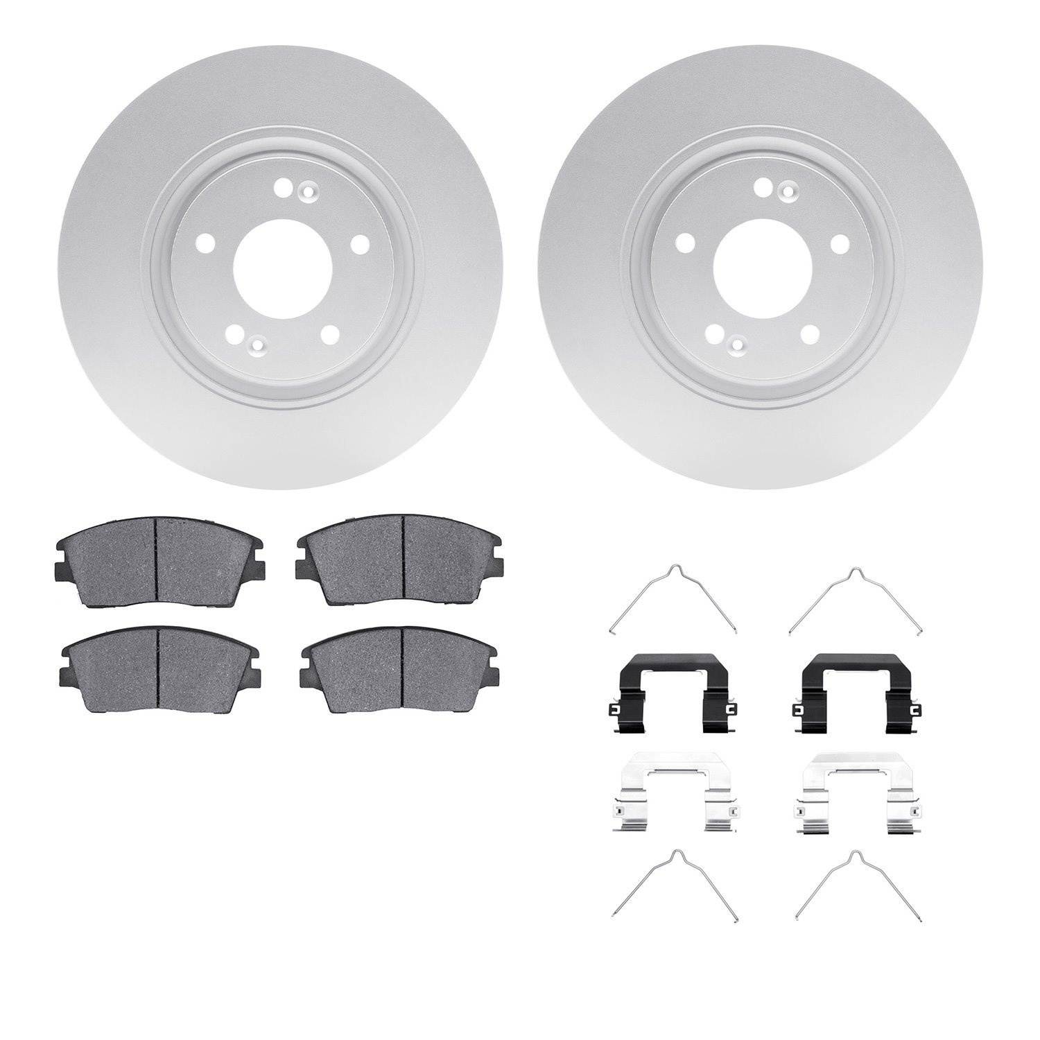 4512-03096 Geospec Brake Rotors w/5000 Advanced Brake Pads Kit & Hardware, Fits Select Kia/Hyundai/Genesis, Position: Front