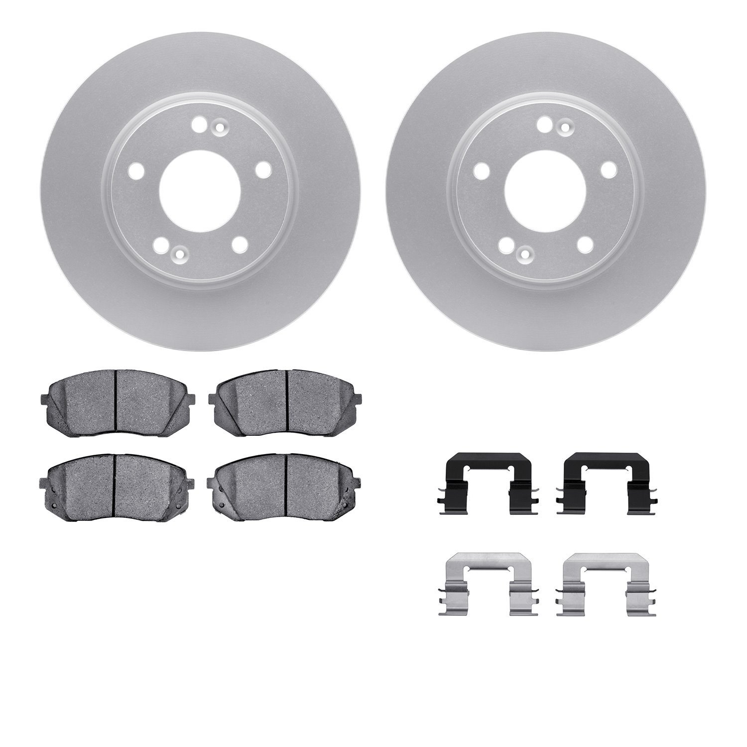 4512-03104 Geospec Brake Rotors w/5000 Advanced Brake Pads Kit & Hardware, 2011-2012 Kia/Hyundai/Genesis, Position: Front