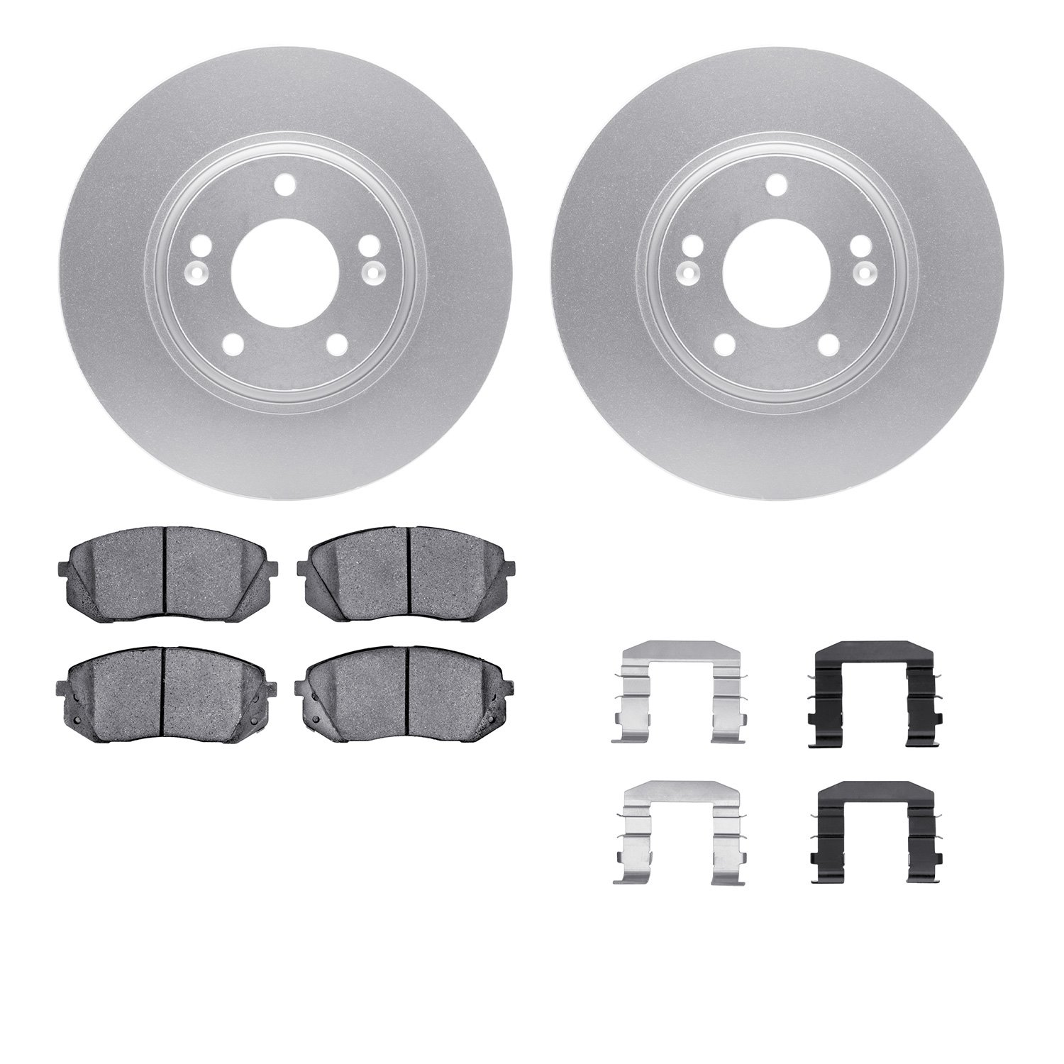 4512-03115 Geospec Brake Rotors w/5000 Advanced Brake Pads Kit & Hardware, 2010-2016 Kia/Hyundai/Genesis, Position: Front