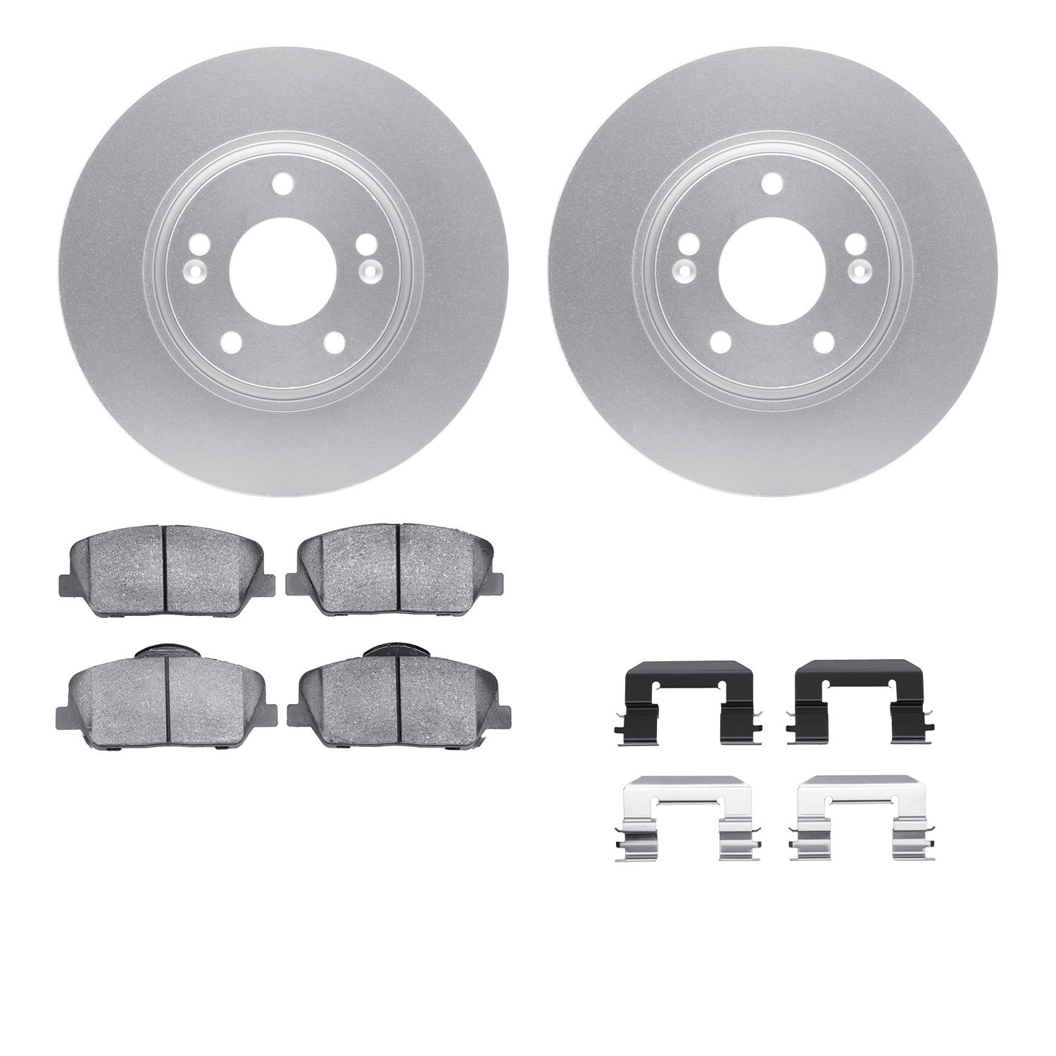 4512-03117 Geospec Brake Rotors w/5000 Advanced Brake Pads Kit & Hardware, 2013-2015 Kia/Hyundai/Genesis, Position: Front