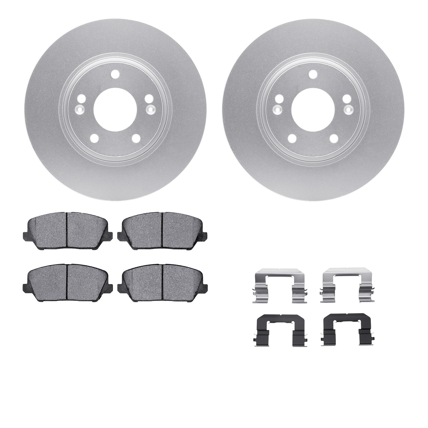 4512-03120 Geospec Brake Rotors w/5000 Advanced Brake Pads Kit & Hardware, 2014-2018 Kia/Hyundai/Genesis, Position: Front