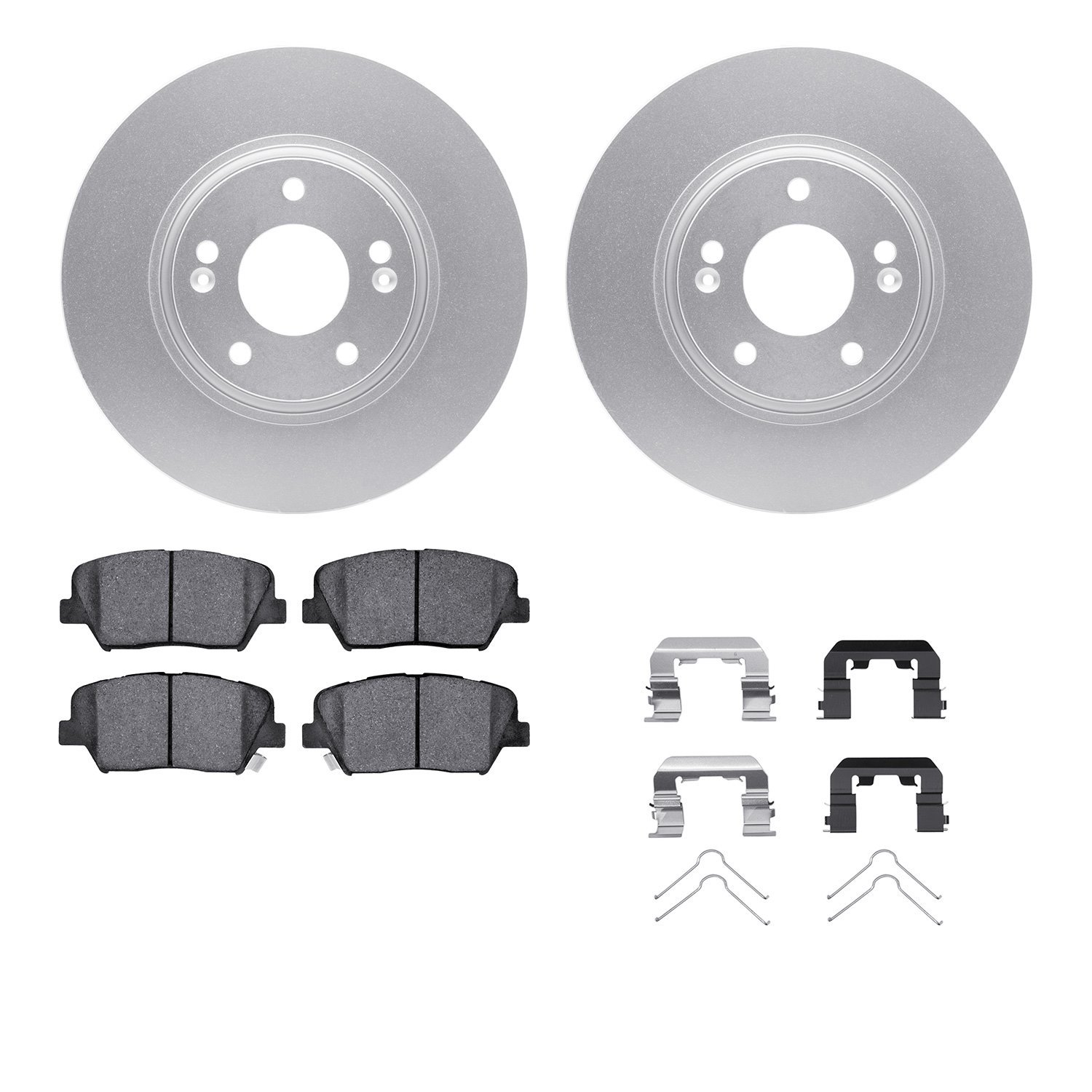 4512-03121 Geospec Brake Rotors w/5000 Advanced Brake Pads Kit & Hardware, 2014-2017 Kia/Hyundai/Genesis, Position: Front