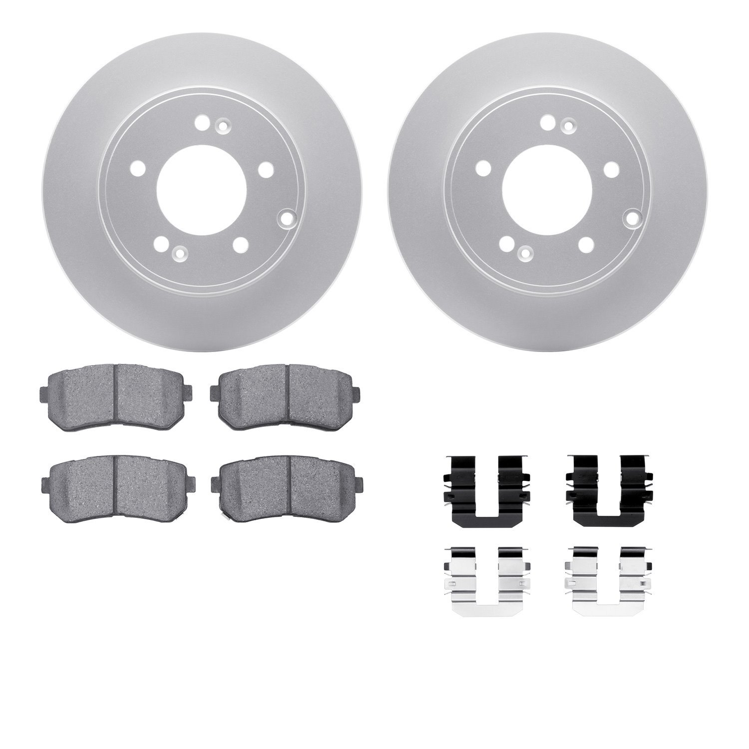 4512-03125 Geospec Brake Rotors w/5000 Advanced Brake Pads Kit & Hardware, 2014-2019 Kia/Hyundai/Genesis, Position: Rear