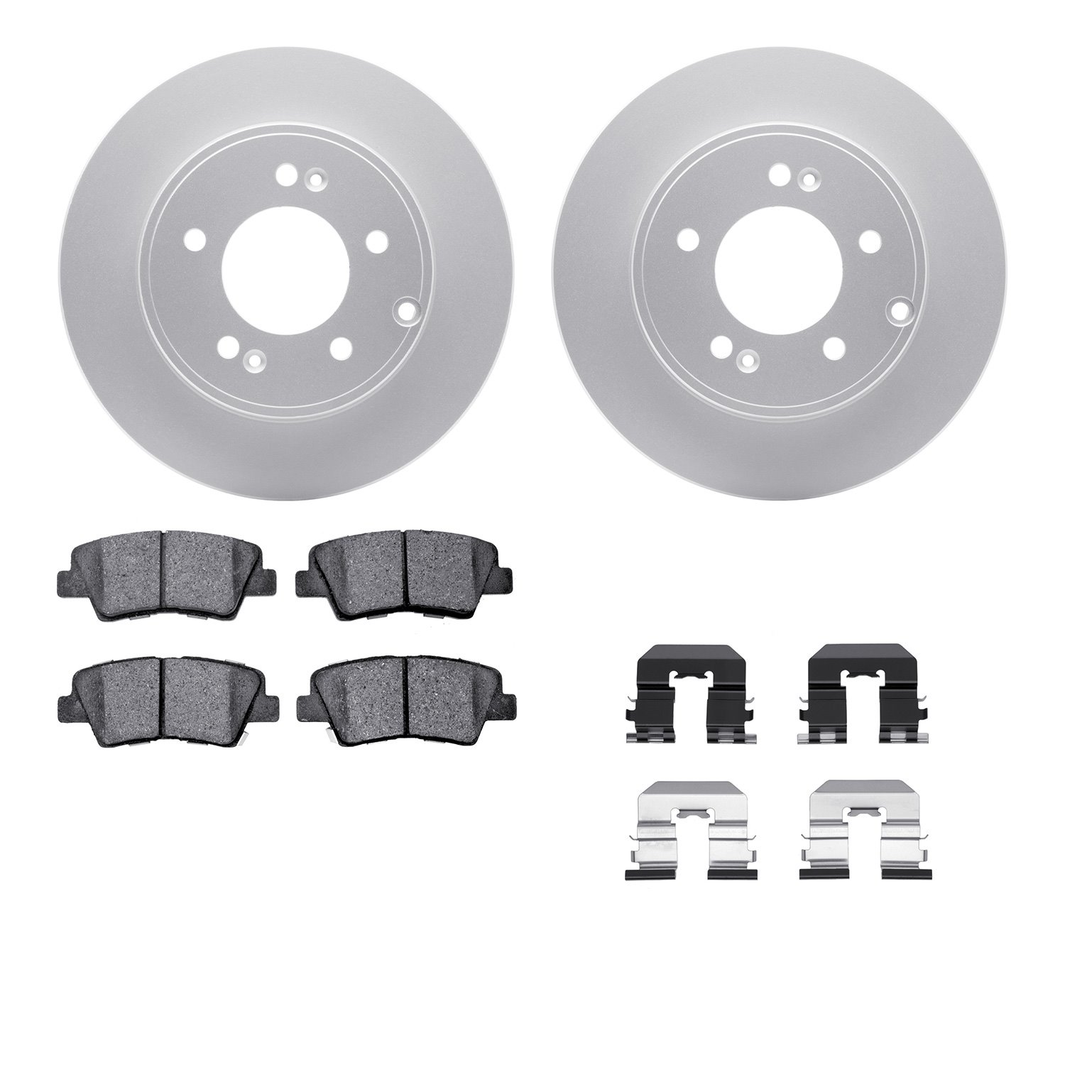 4512-03128 Geospec Brake Rotors w/5000 Advanced Brake Pads Kit & Hardware, 2008-2011 Kia/Hyundai/Genesis, Position: Rear