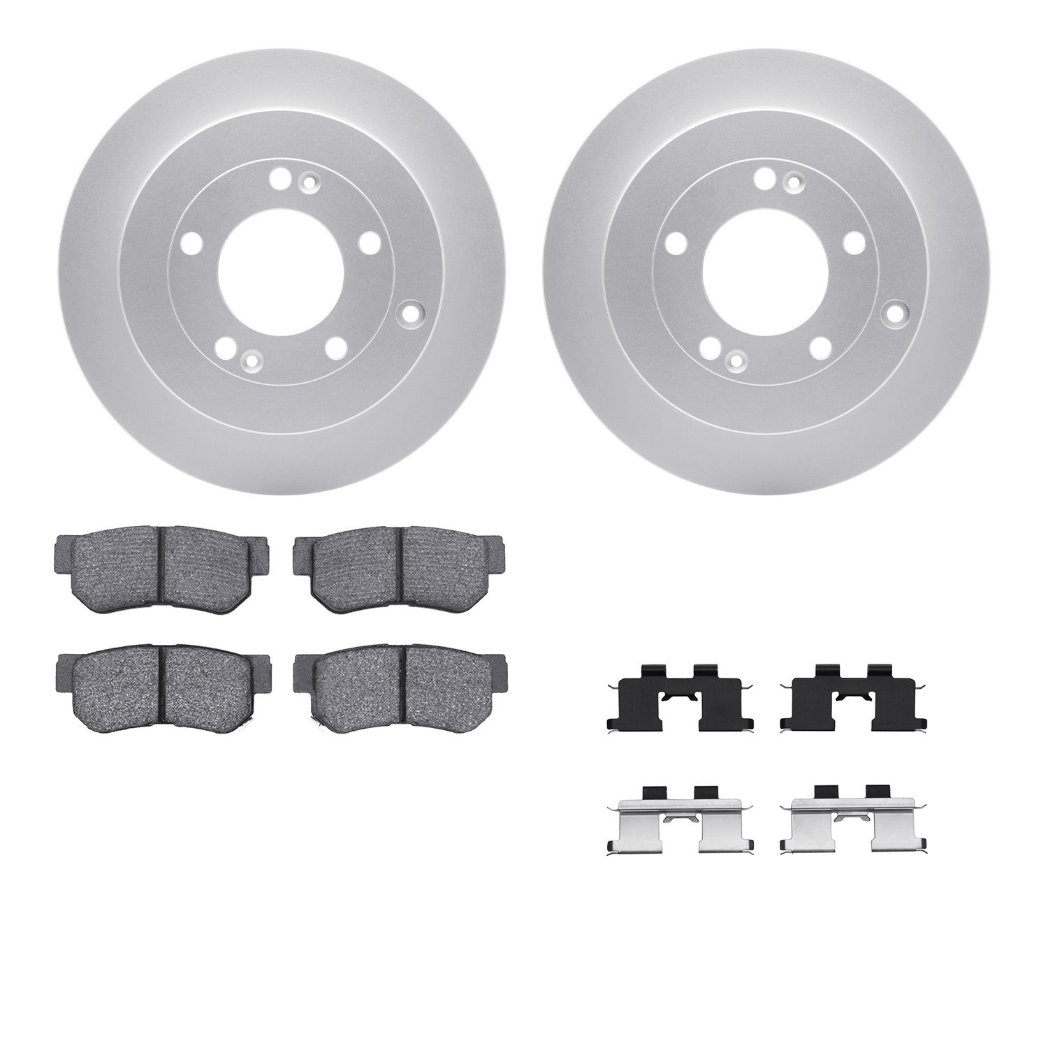 4512-03129 Geospec Brake Rotors w/5000 Advanced Brake Pads Kit & Hardware, 2006-2009 Kia/Hyundai/Genesis, Position: Rear