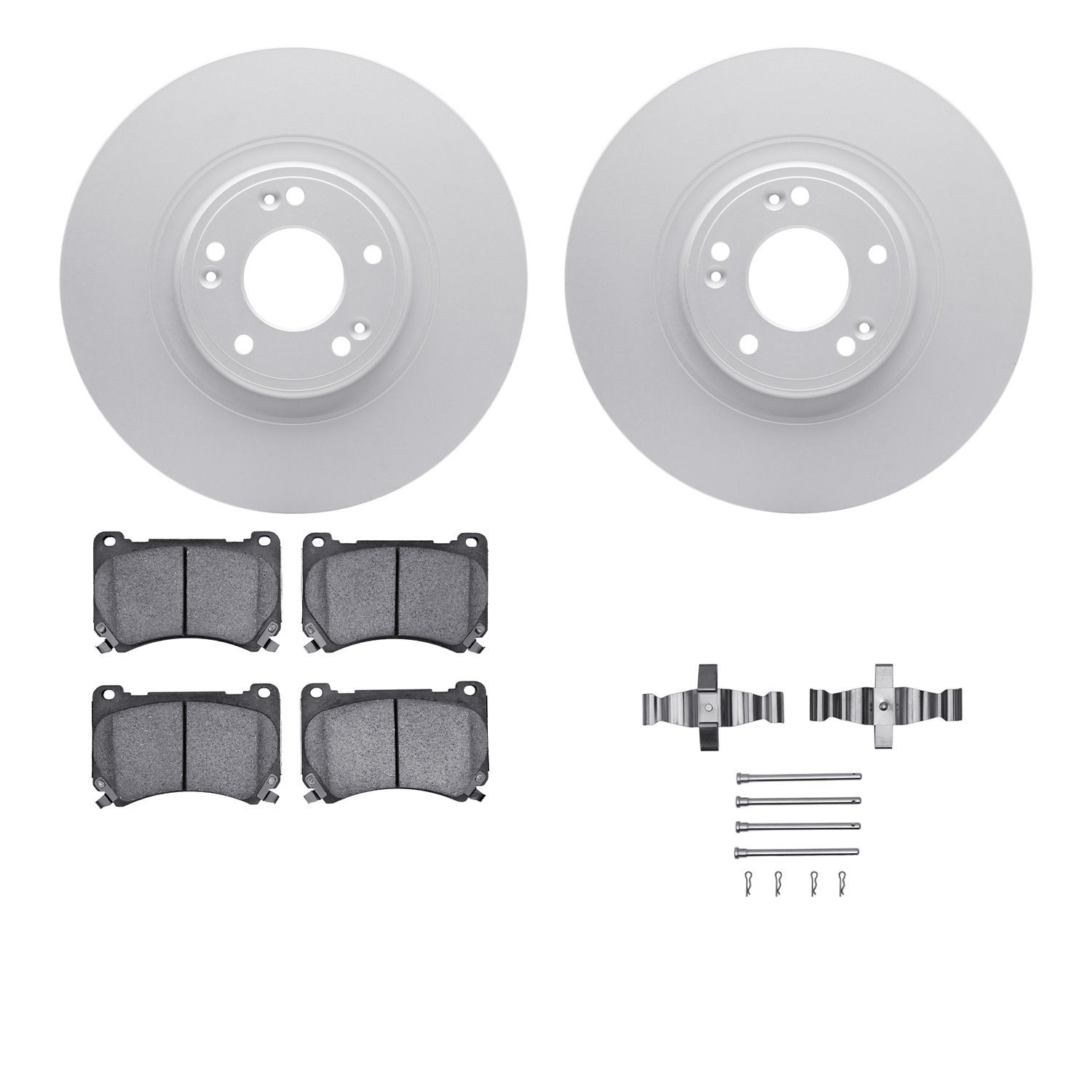4512-03135 Geospec Brake Rotors w/5000 Advanced Brake Pads Kit & Hardware, 2009-2014 Kia/Hyundai/Genesis, Position: Front