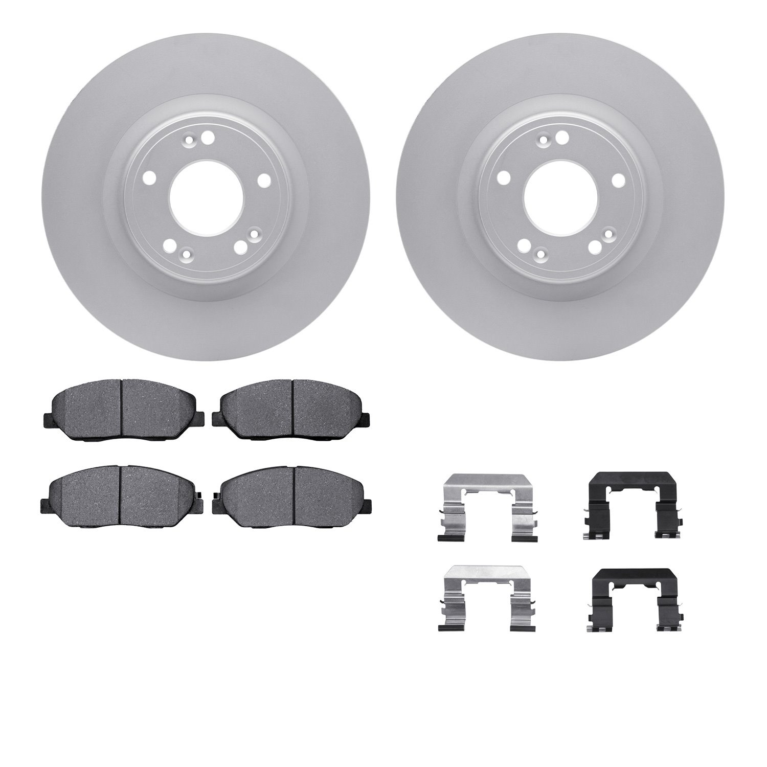 4512-03138 Geospec Brake Rotors w/5000 Advanced Brake Pads Kit & Hardware, 2009-2011 Kia/Hyundai/Genesis, Position: Front