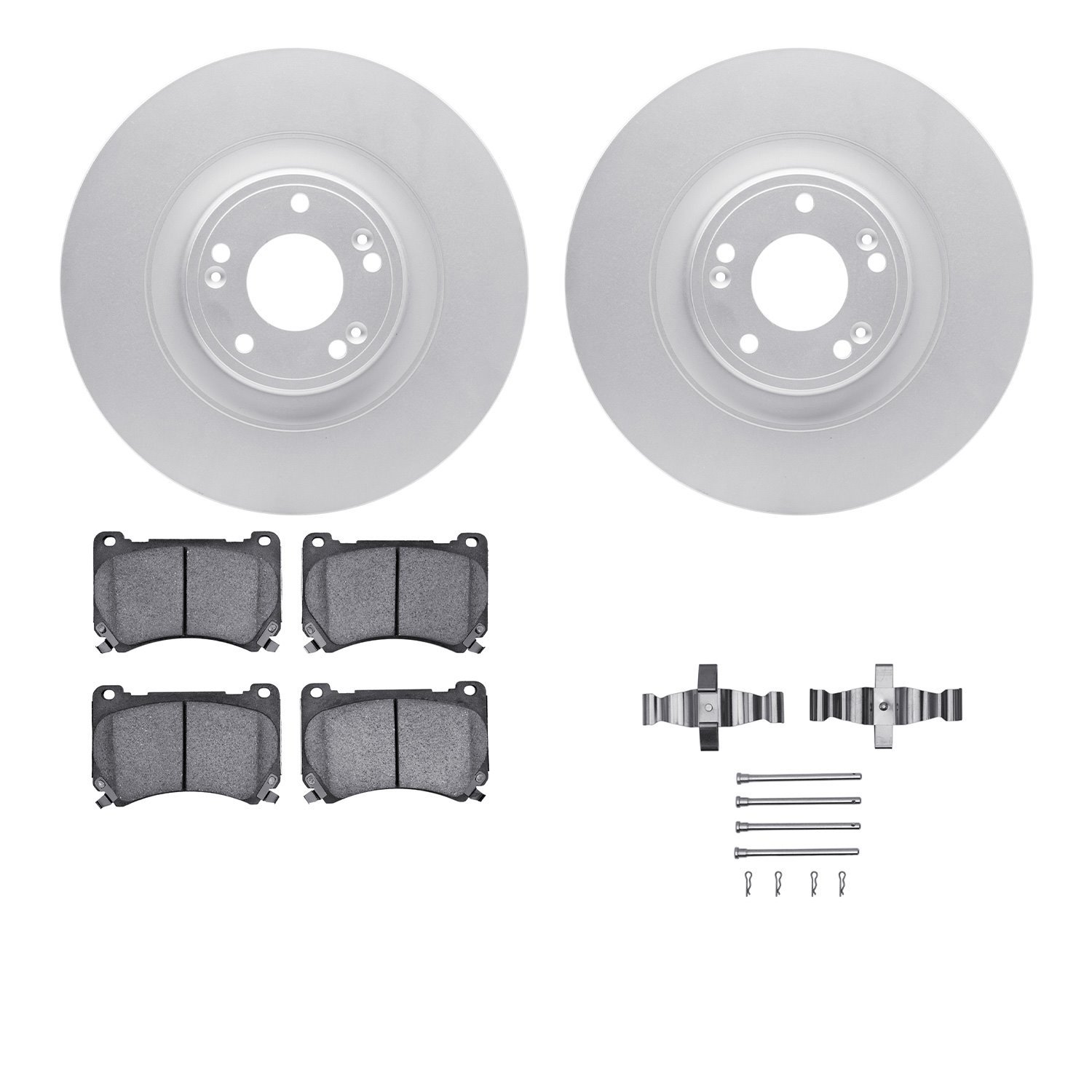 4512-03145 Geospec Brake Rotors w/5000 Advanced Brake Pads Kit & Hardware, 2011-2014 Kia/Hyundai/Genesis, Position: Front