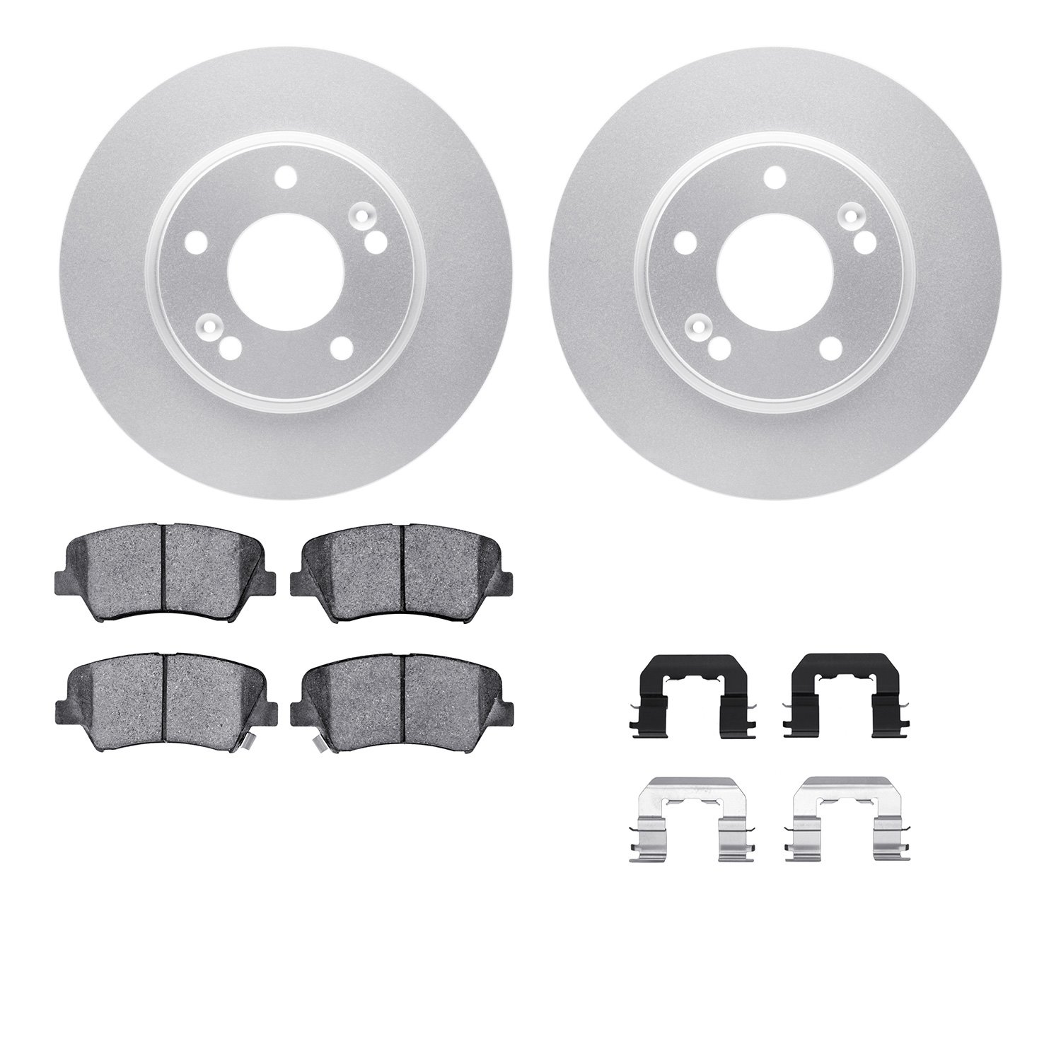 4512-03151 Geospec Brake Rotors w/5000 Advanced Brake Pads Kit & Hardware, 2011-2016 Kia/Hyundai/Genesis, Position: Front