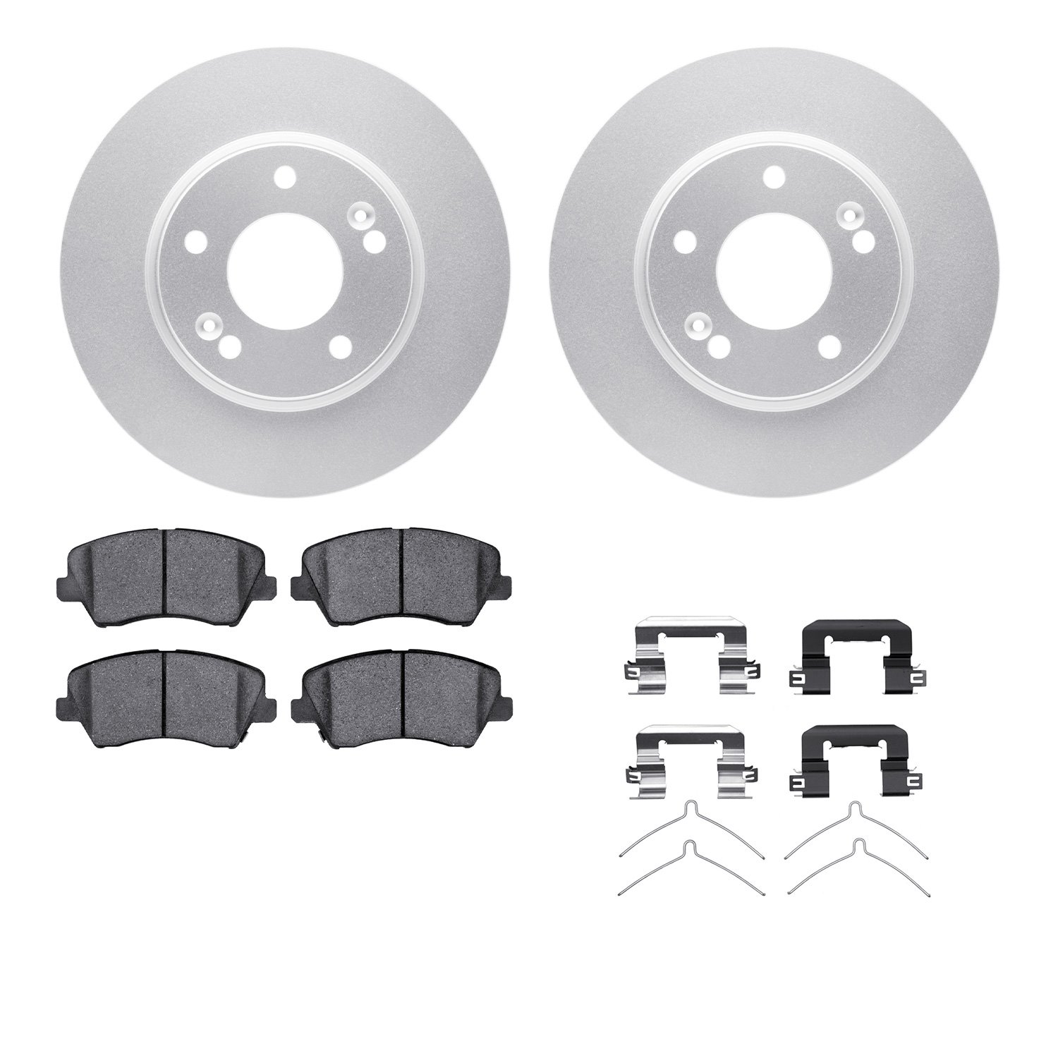 4512-03153 Geospec Brake Rotors w/5000 Advanced Brake Pads Kit & Hardware, 2016-2021 Kia/Hyundai/Genesis, Position: Front