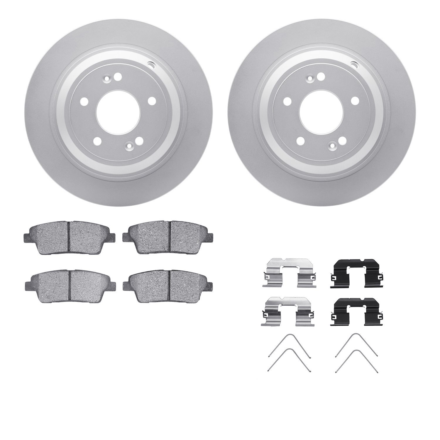 4512-03158 Geospec Brake Rotors w/5000 Advanced Brake Pads Kit & Hardware, 2018-2020 Kia/Hyundai/Genesis, Position: Rear