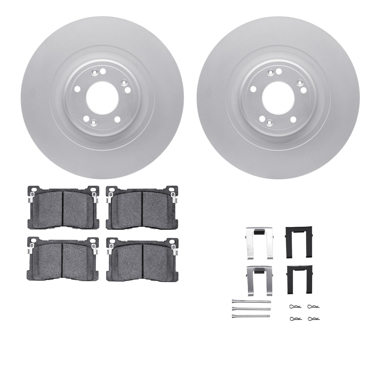 4512-03159 Geospec Brake Rotors w/5000 Advanced Brake Pads Kit & Hardware, 2012-2017 Kia/Hyundai/Genesis, Position: Front