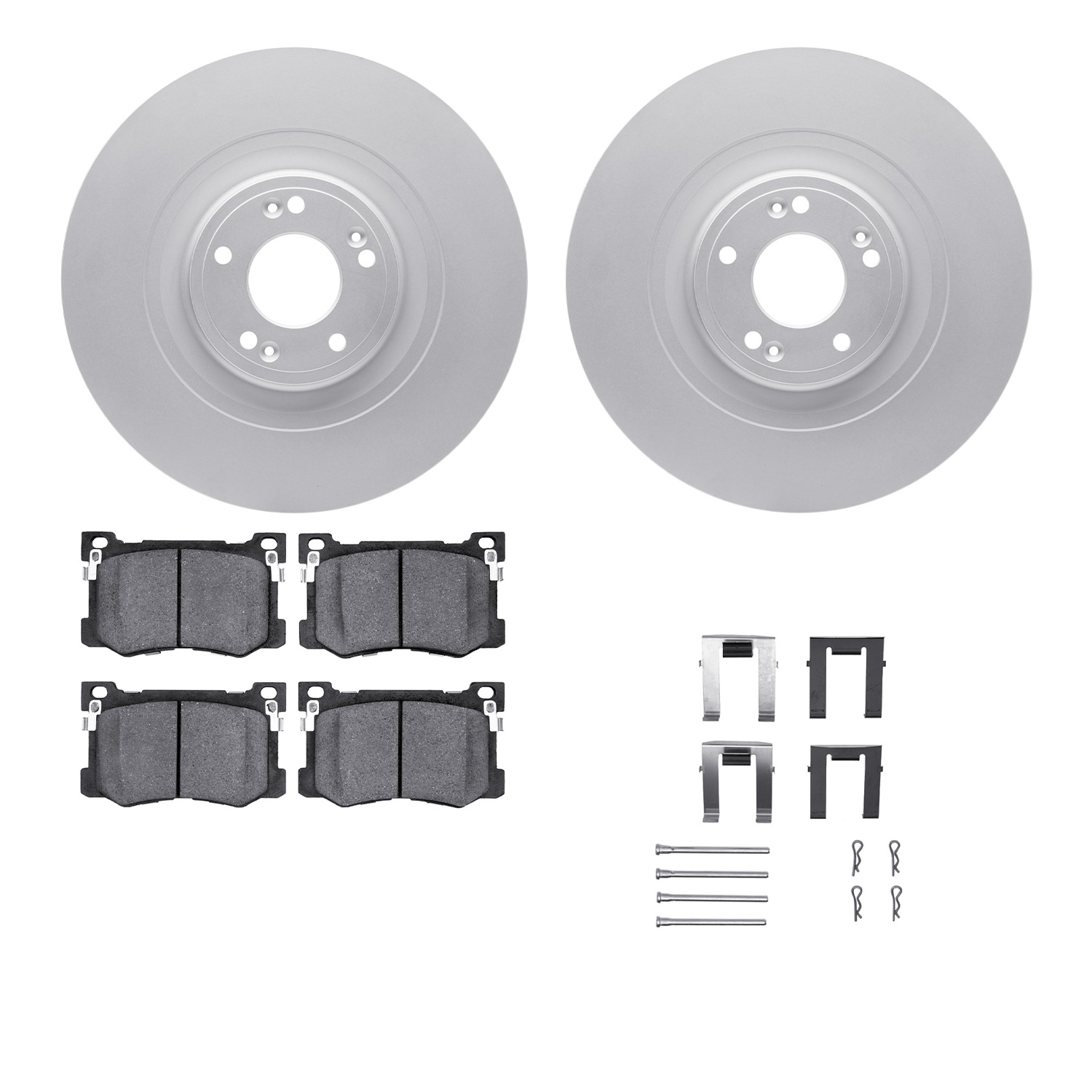 4512-03160 Geospec Brake Rotors w/5000 Advanced Brake Pads Kit & Hardware, 2015-2017 Kia/Hyundai/Genesis, Position: Front