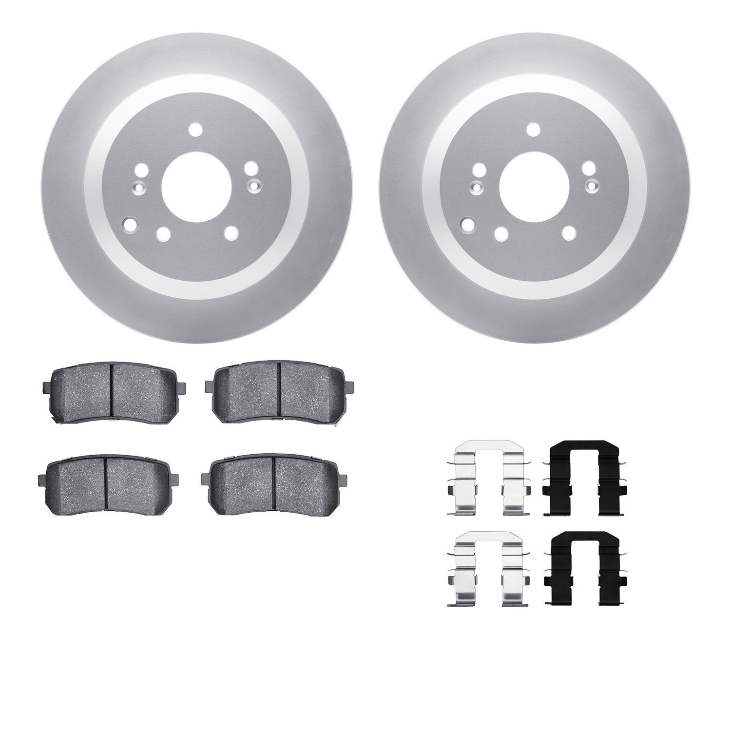 4512-03171 Geospec Brake Rotors w/5000 Advanced Brake Pads Kit & Hardware, 2007-2012 Kia/Hyundai/Genesis, Position: Rear