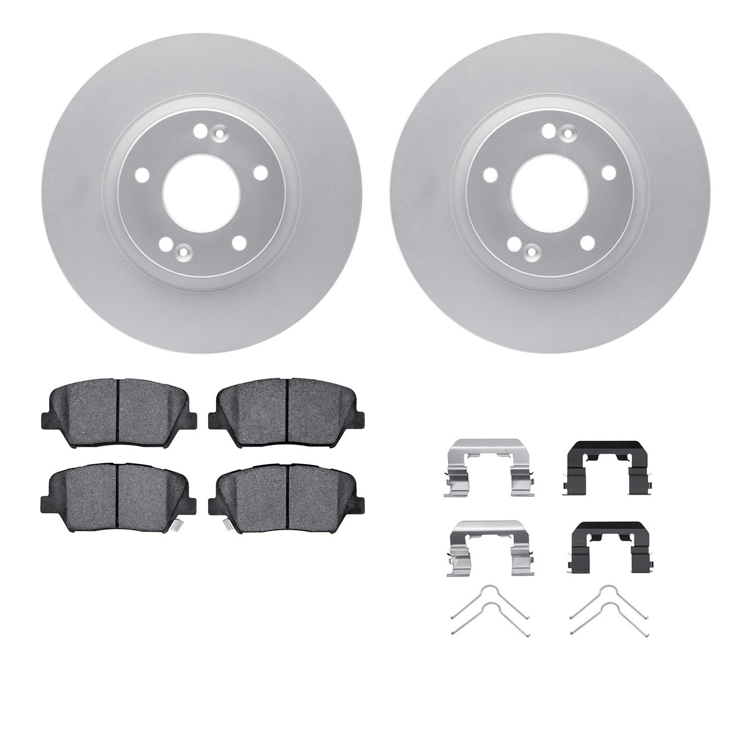 4512-03175 Geospec Brake Rotors w/5000 Advanced Brake Pads Kit & Hardware, 2010-2013 Kia/Hyundai/Genesis, Position: Front
