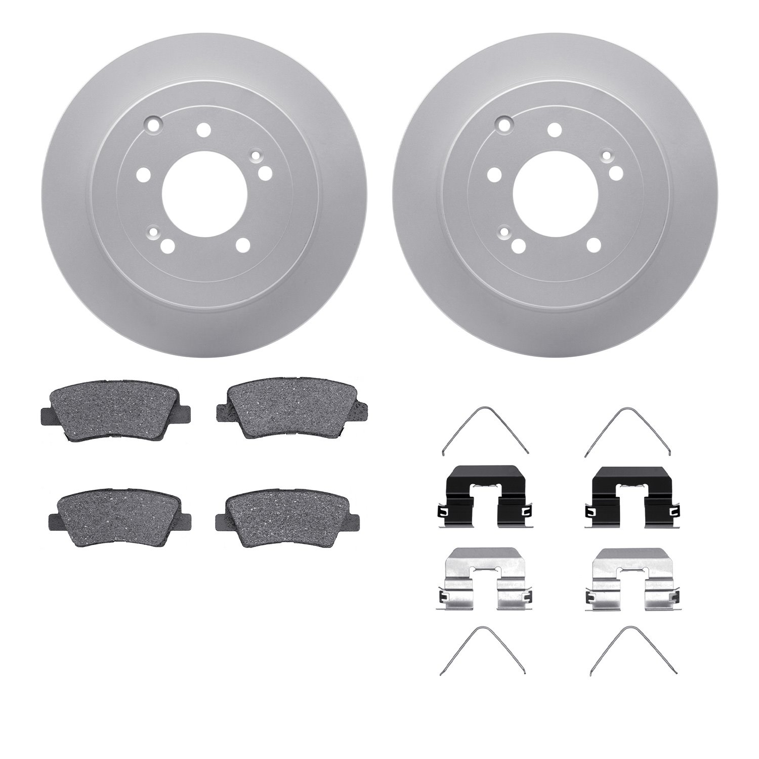 4512-03176 Geospec Brake Rotors w/5000 Advanced Brake Pads Kit & Hardware, Fits Select Kia/Hyundai/Genesis, Position: Rear