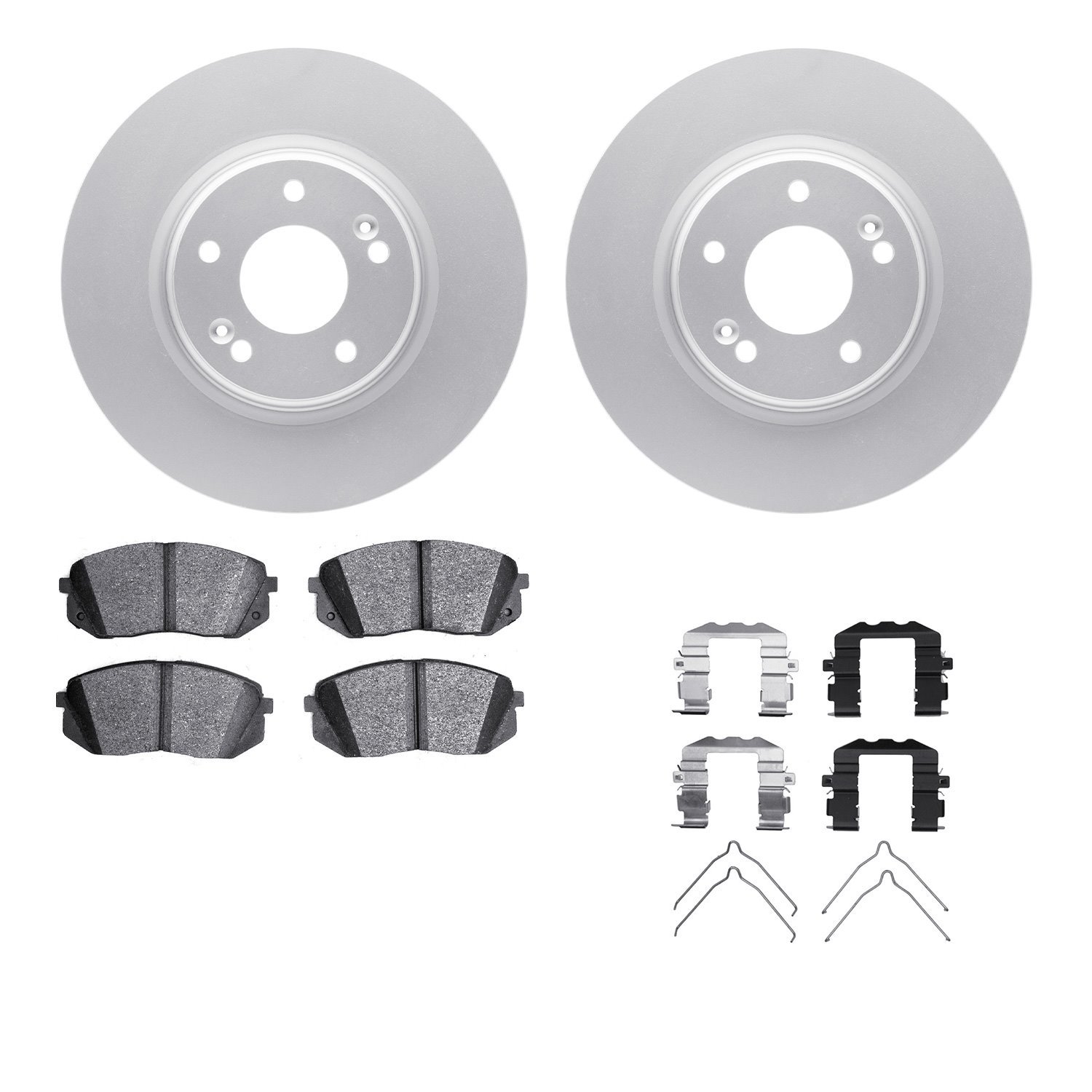 4512-03182 Geospec Brake Rotors w/5000 Advanced Brake Pads Kit & Hardware, Fits Select Kia/Hyundai/Genesis, Position: Front