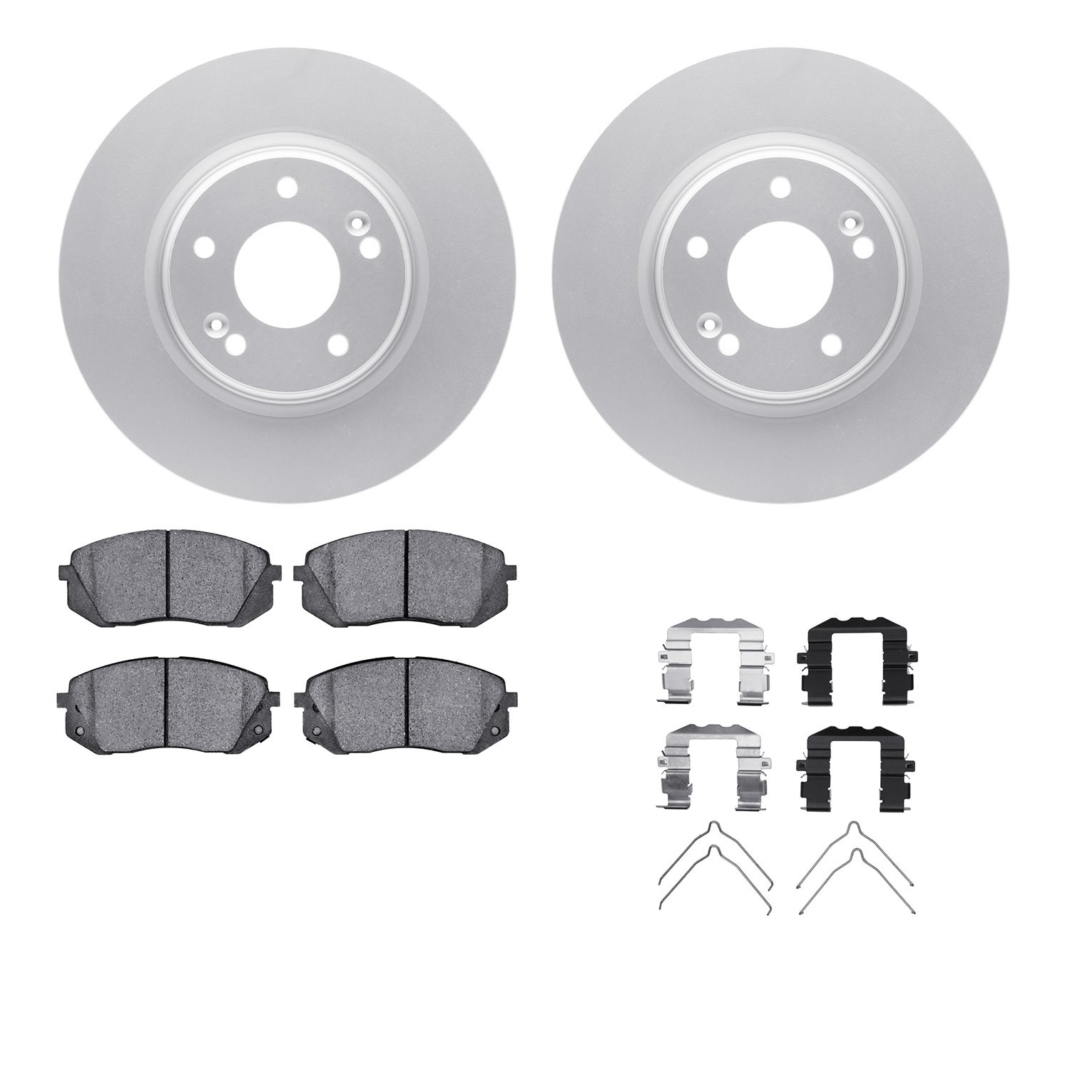 4512-03184 Geospec Brake Rotors w/5000 Advanced Brake Pads Kit & Hardware, Fits Select Kia/Hyundai/Genesis, Position: Front