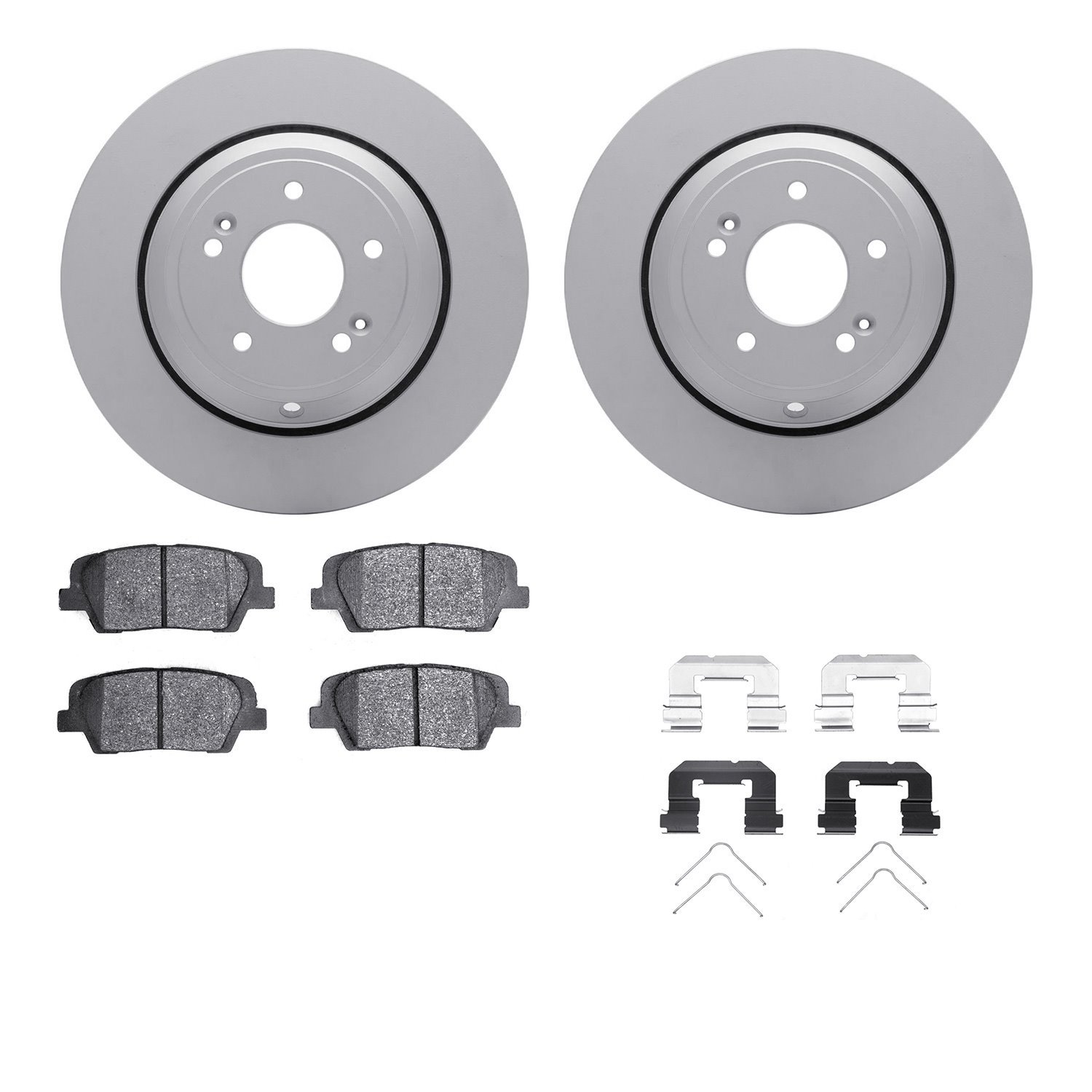 4512-03186 Geospec Brake Rotors w/5000 Advanced Brake Pads Kit & Hardware, Fits Select Kia/Hyundai/Genesis, Position: Rear