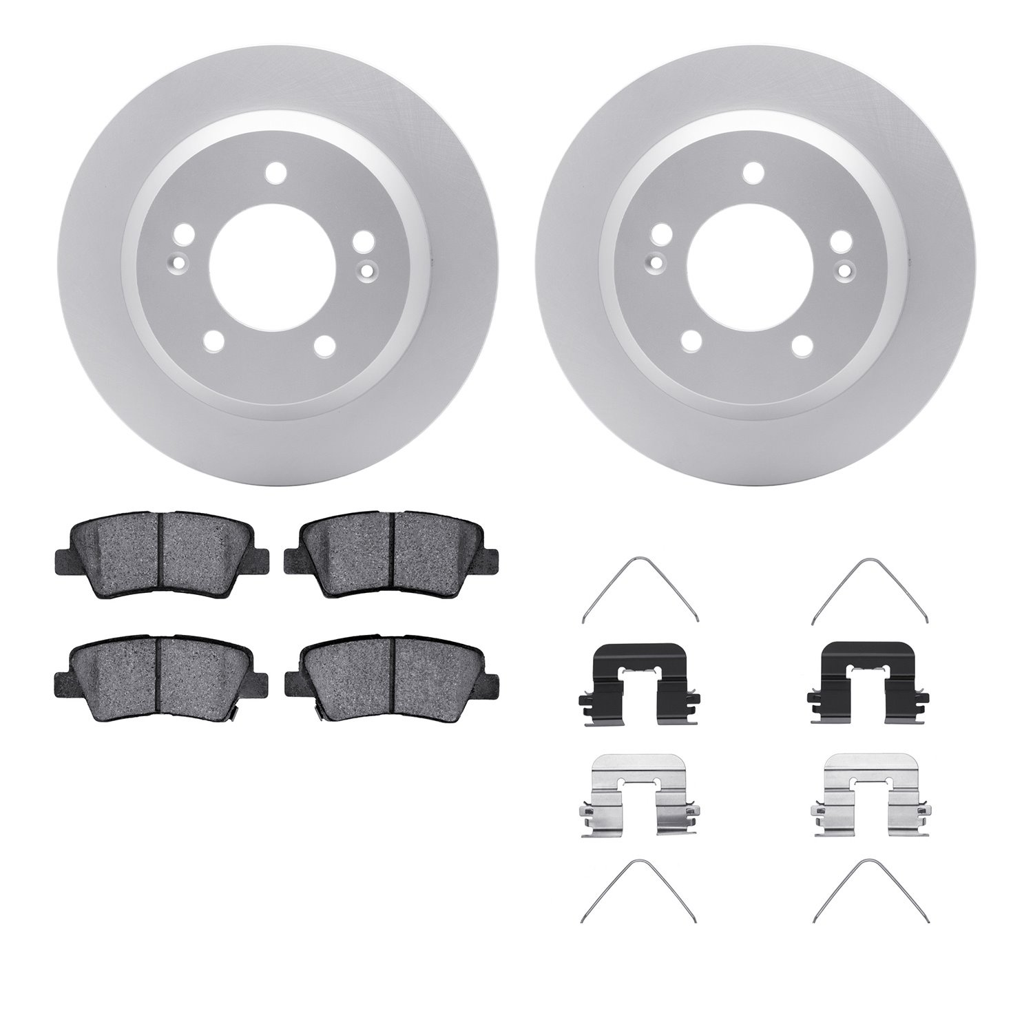 4512-03191 Geospec Brake Rotors w/5000 Advanced Brake Pads Kit & Hardware, Fits Select Kia/Hyundai/Genesis, Position: Rear