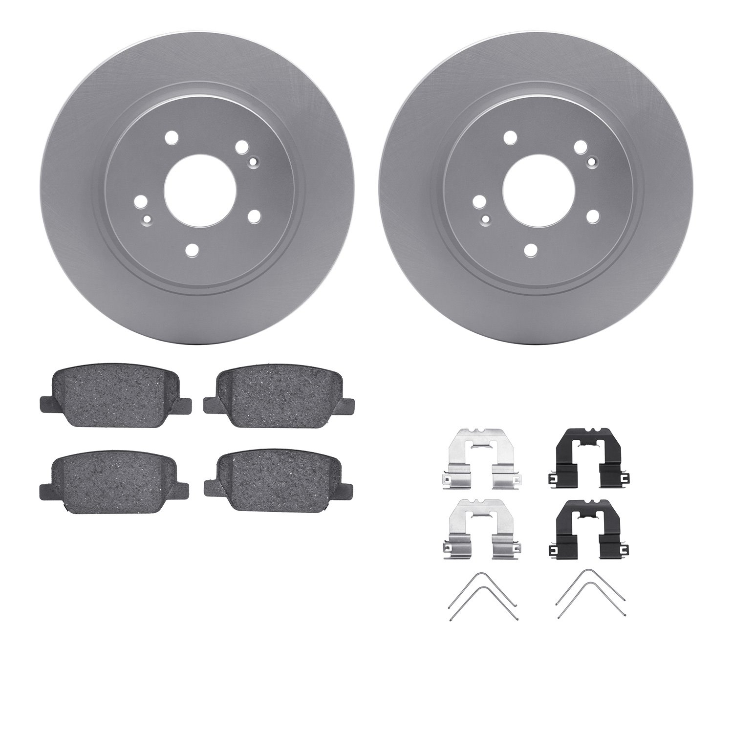 4512-03193 Geospec Brake Rotors w/5000 Advanced Brake Pads Kit & Hardware, Fits Select Kia/Hyundai/Genesis, Position: Rear