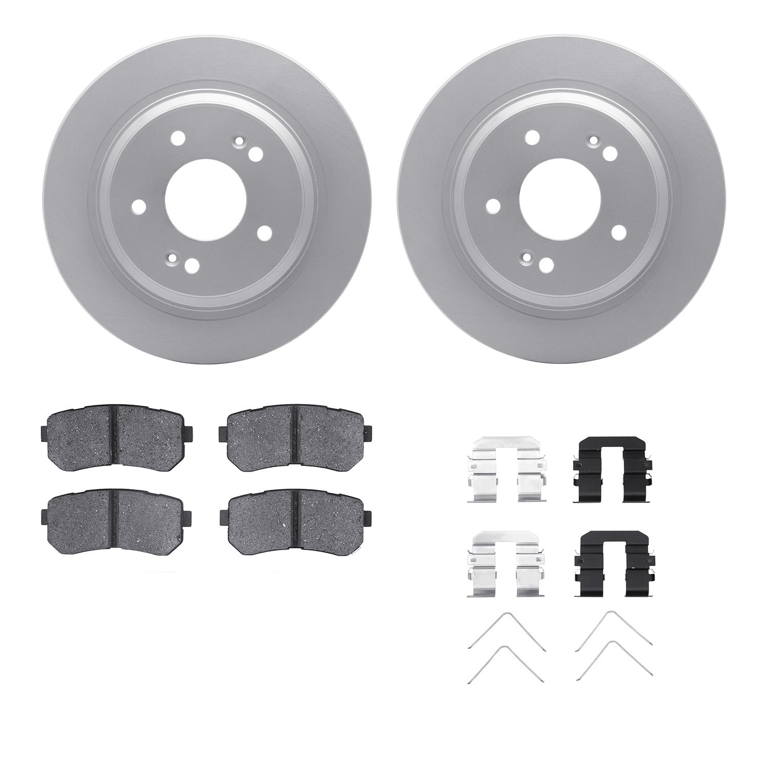 4512-03196 Geospec Brake Rotors w/5000 Advanced Brake Pads Kit & Hardware, Fits Select Kia/Hyundai/Genesis, Position: Rear