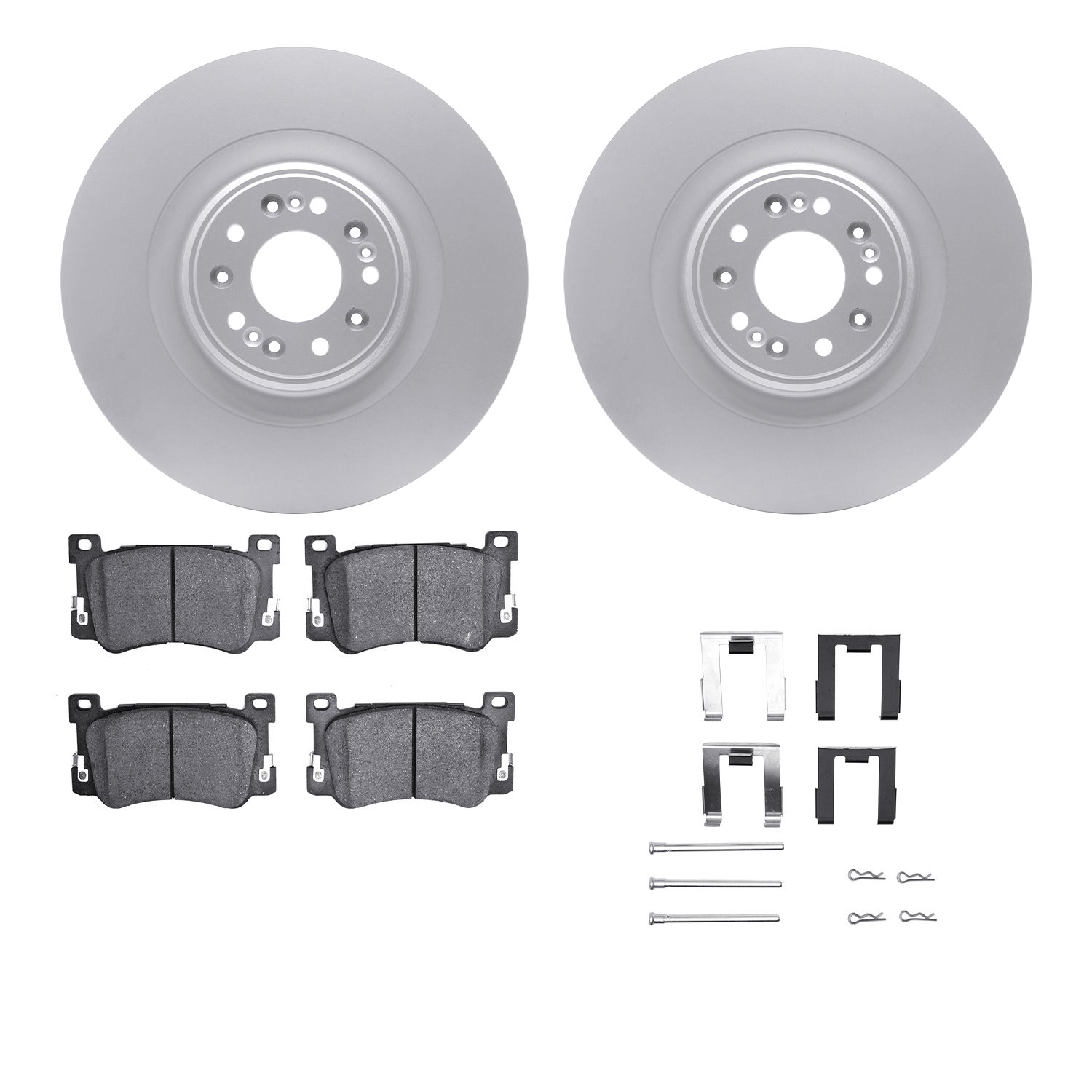 4512-10003 Geospec Brake Rotors w/5000 Advanced Brake Pads Kit & Hardware, Fits Select Kia/Hyundai/Genesis, Position: Front