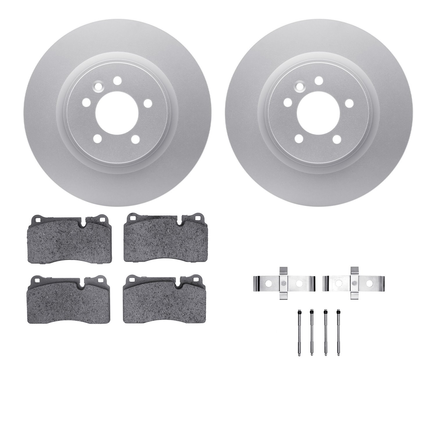 4512-11044 Geospec Brake Rotors w/5000 Advanced Brake Pads Kit & Hardware, 2006-2009 Land Rover, Position: Front