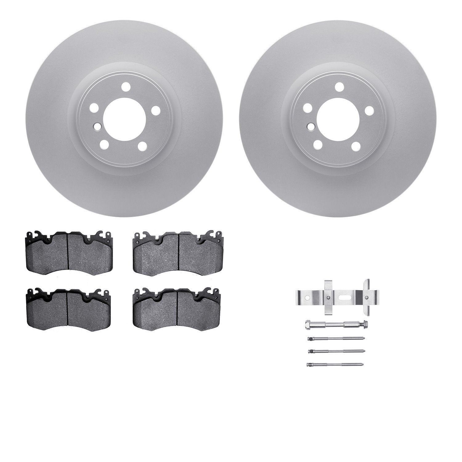 4512-11055 Geospec Brake Rotors w/5000 Advanced Brake Pads Kit & Hardware, 2010-2012 Land Rover, Position: Front