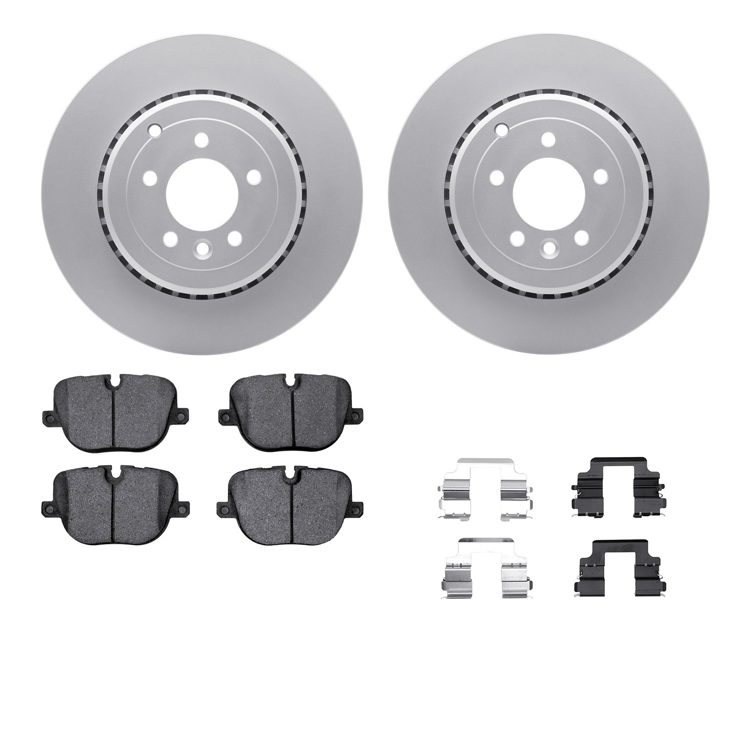 4512-11056 Geospec Brake Rotors w/5000 Advanced Brake Pads Kit & Hardware, 2010-2013 Land Rover, Position: Rear