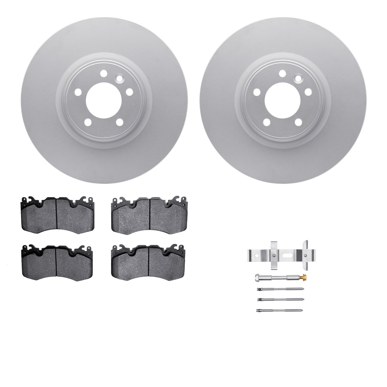 4512-11058 Geospec Brake Rotors w/5000 Advanced Brake Pads Kit & Hardware, 2010-2017 Land Rover, Position: Front