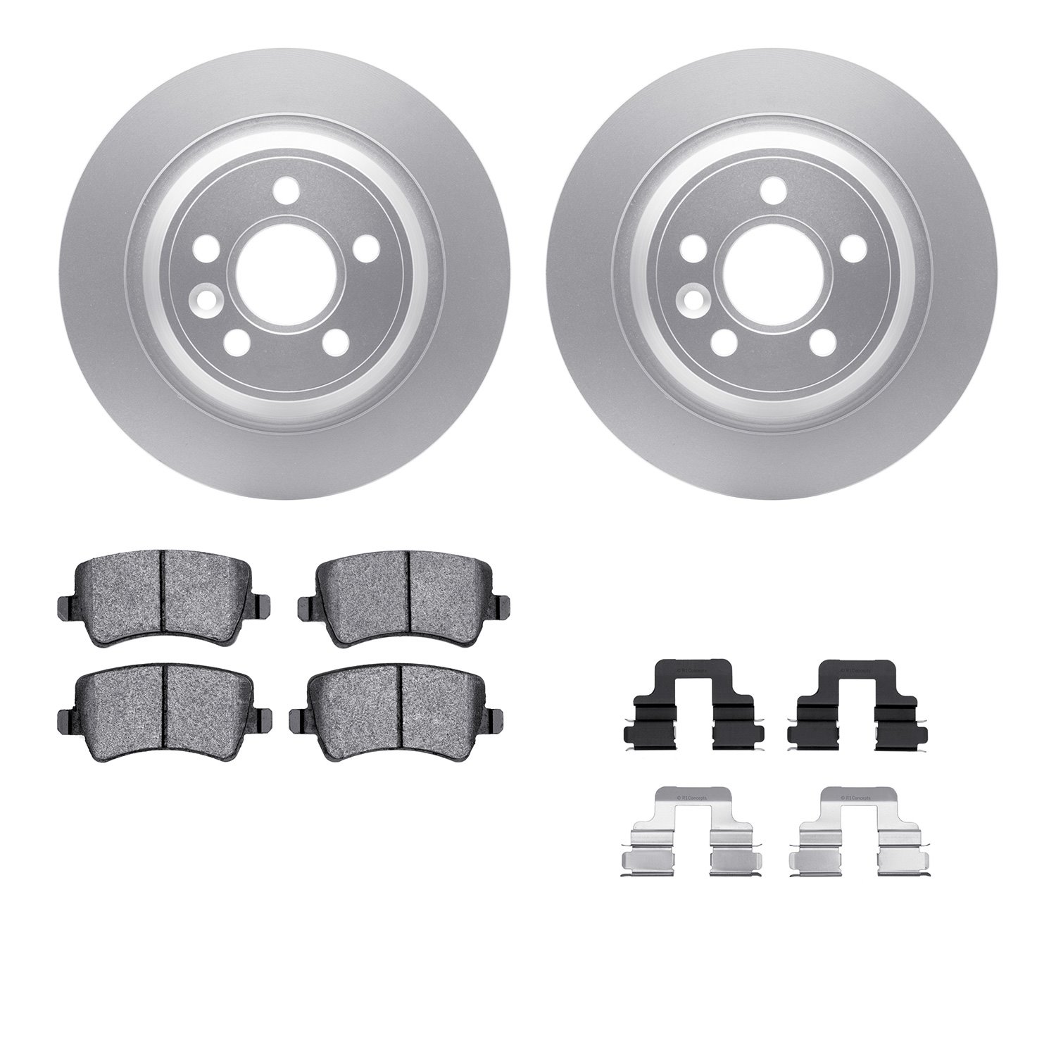 4512-11059 Geospec Brake Rotors w/5000 Advanced Brake Pads Kit & Hardware, 2012-2015 Land Rover, Position: Rear